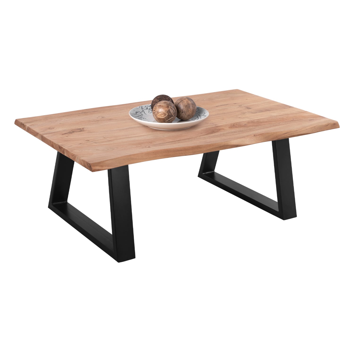 Холна маса София слим акациево дърво/черен метал