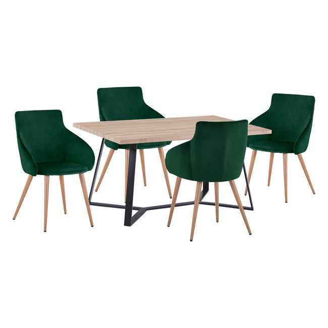 Комплект за хранене КГ11182 5 бр. aldwin mdf маса и столове с бръшлян, кипърско кадифе