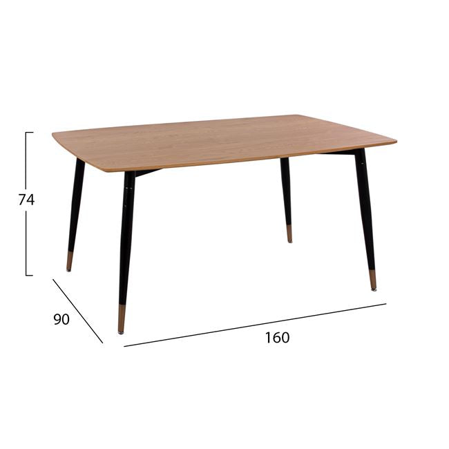 Комплект за хранене КГ11180 от 5 части: маса с естествена повърхност и столове със син кадифе