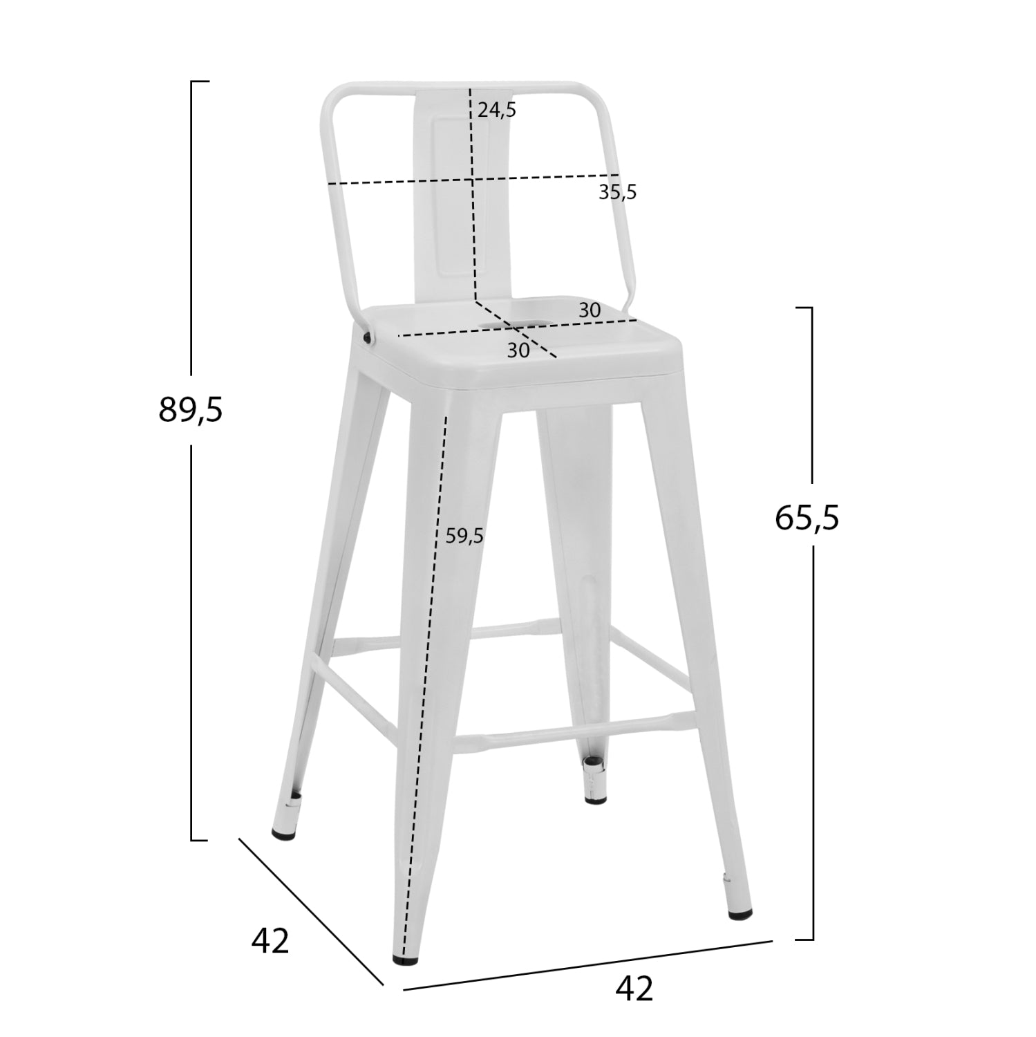 Бар стол Мелита бял мат 42x42x89,5