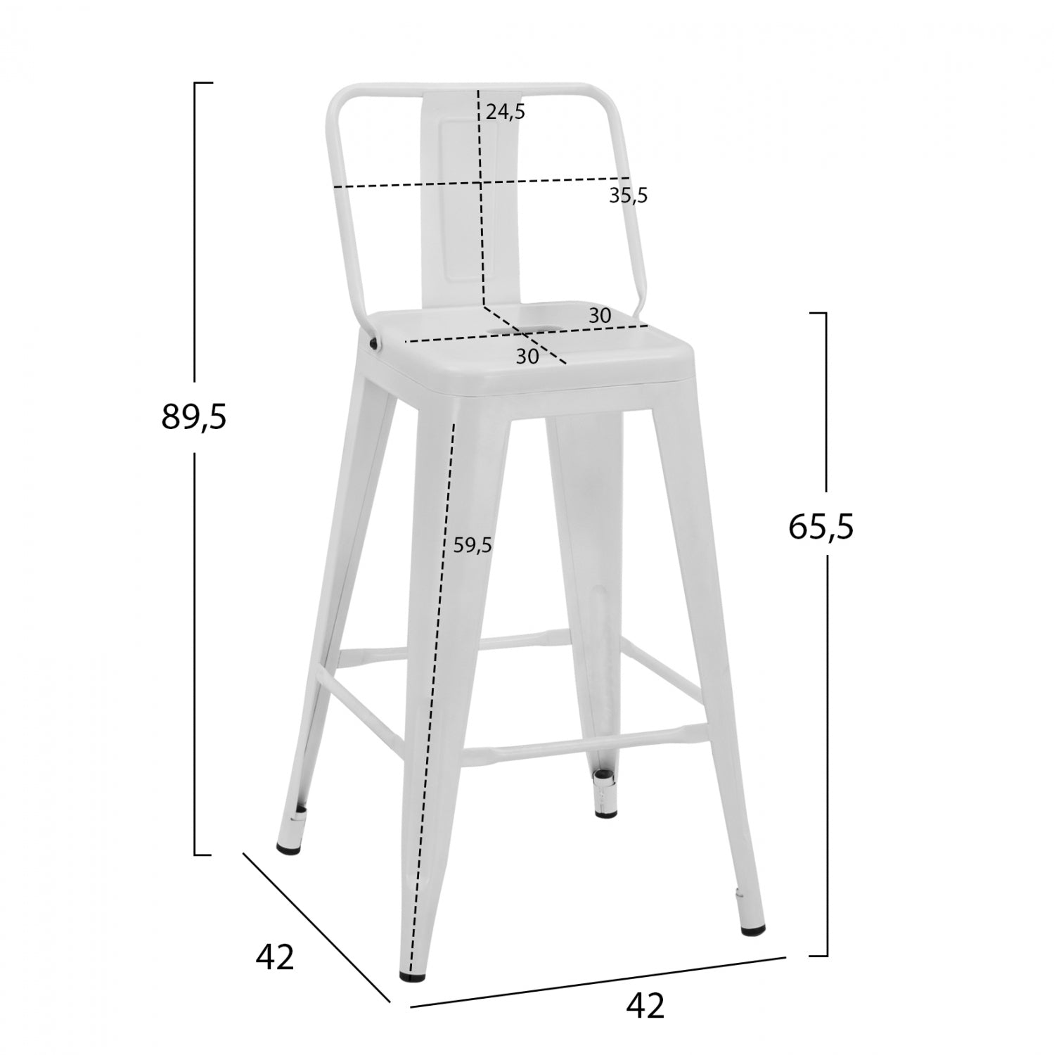 Бар стол Мелита бял мат 42x42x89,5