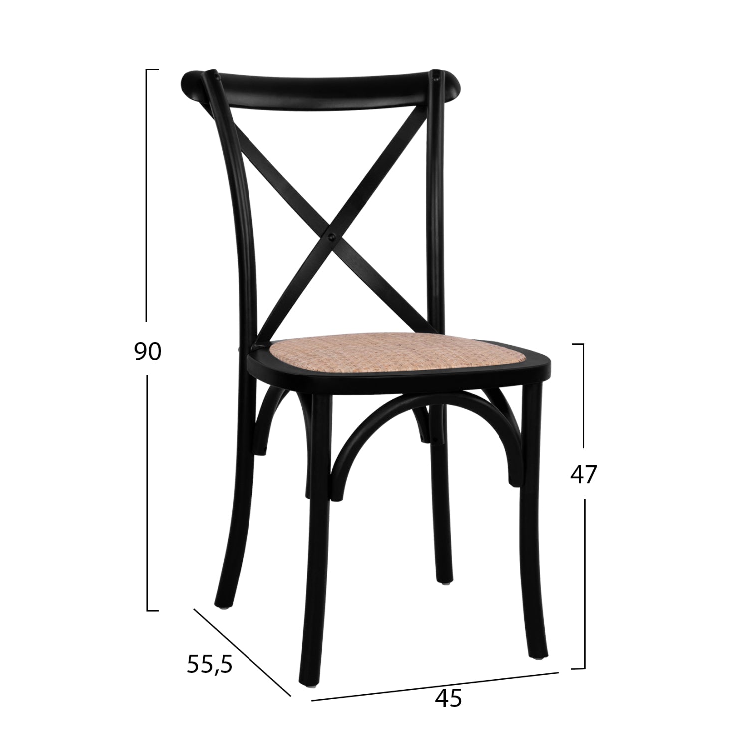 Стол OWEN черен цвят/бук стифиращ се 45x55,5x90