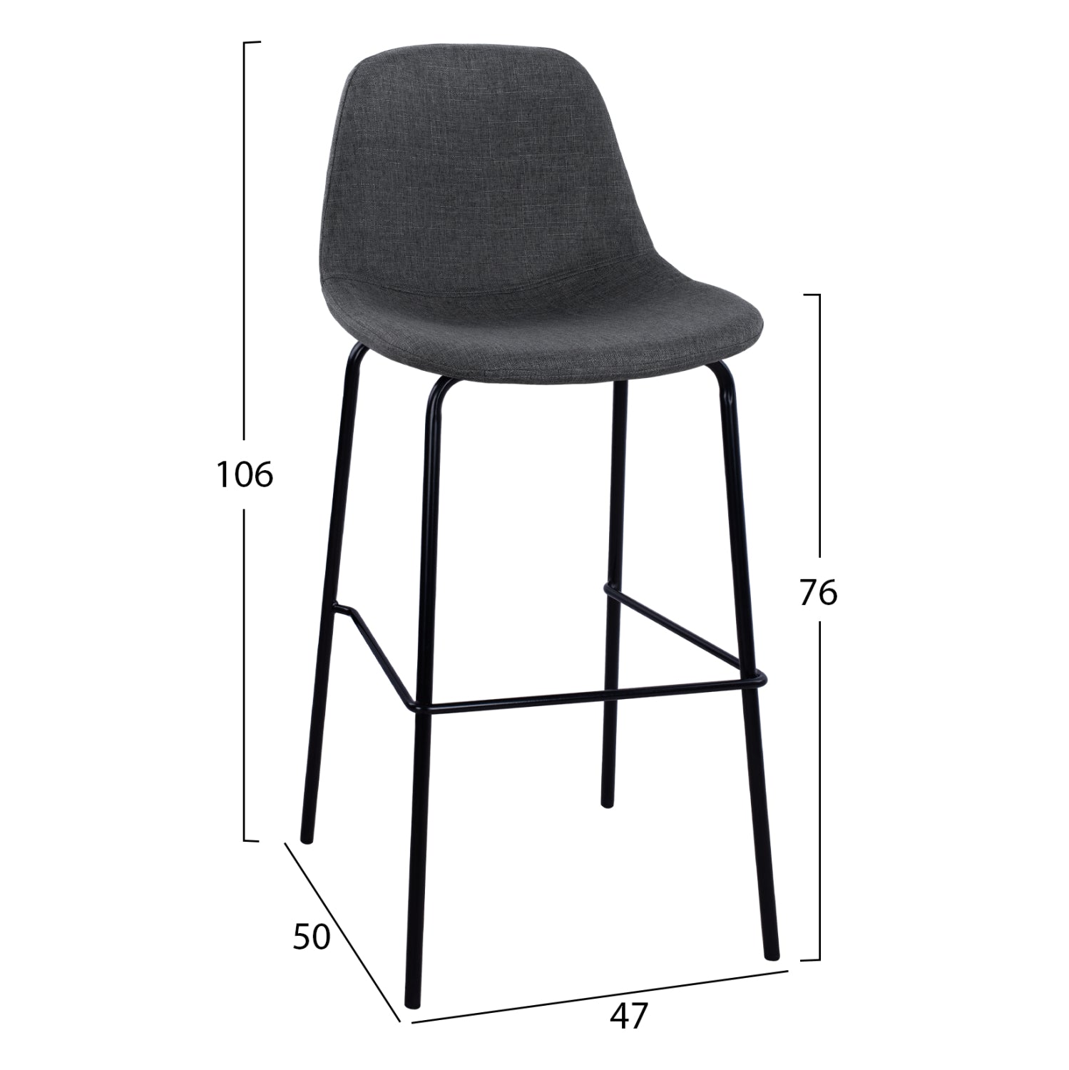 Бар стол VINCENT сив цвят 47x46x104