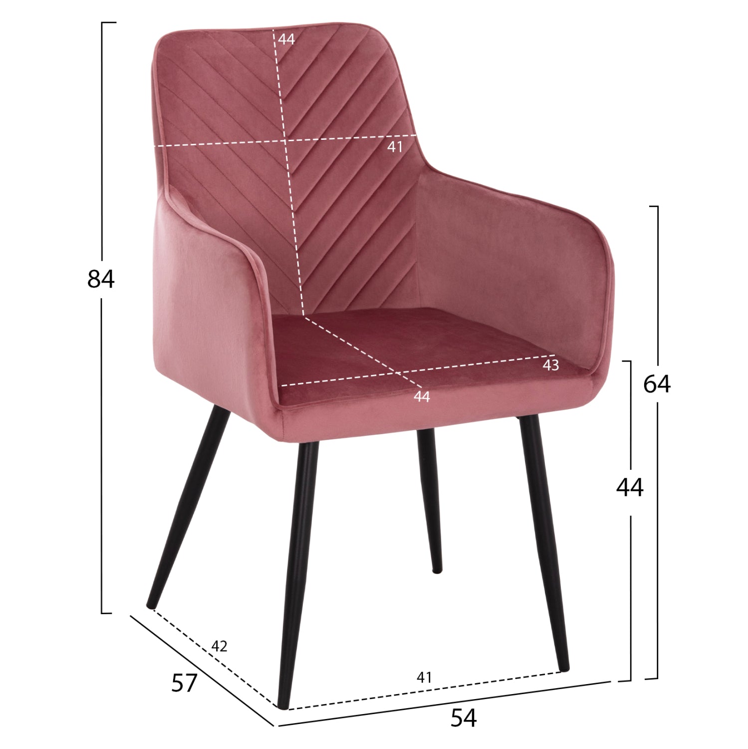 Фотьойл Latrell, цвят изгнила ябълка кадифе и черни метални крака, 54x57x84см.