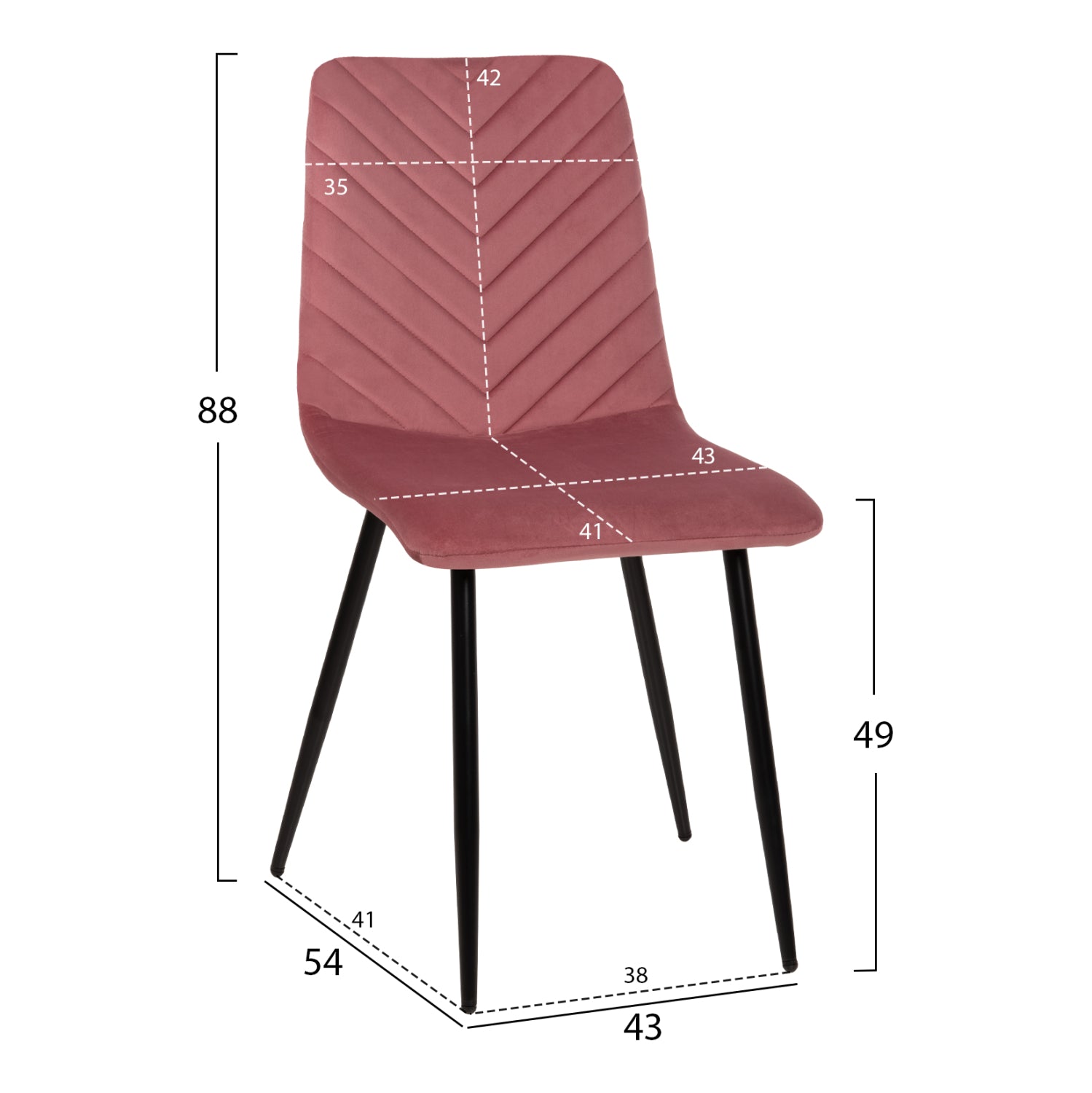 Стол Латрел цвят гнила ябълка 43x54x88