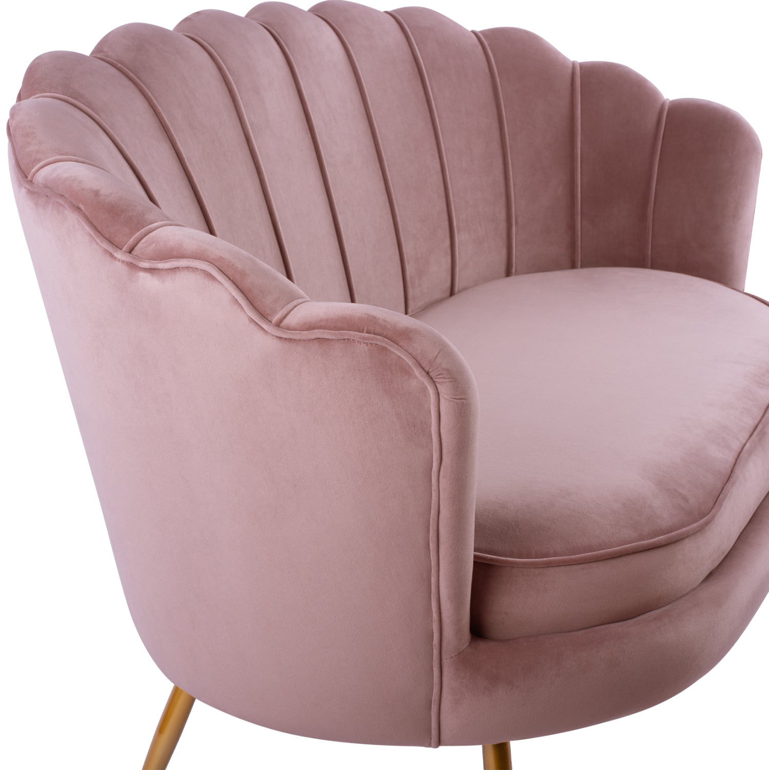 2-местен диван COQUILLE в кадифе от гнила ябълка и златни крака 130x81x86см.