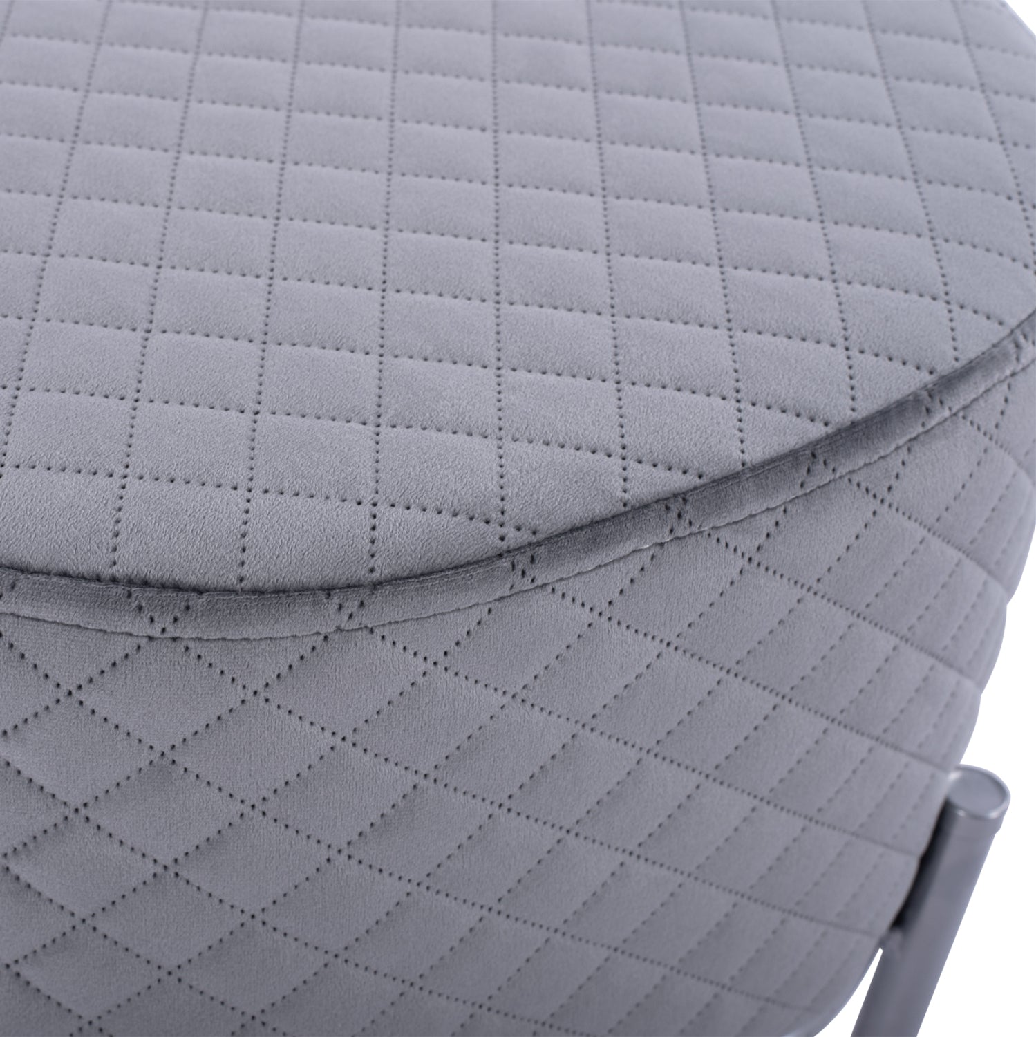 Табуретка Синта в сиво кадифе със сребърна основа 42x42x38h см