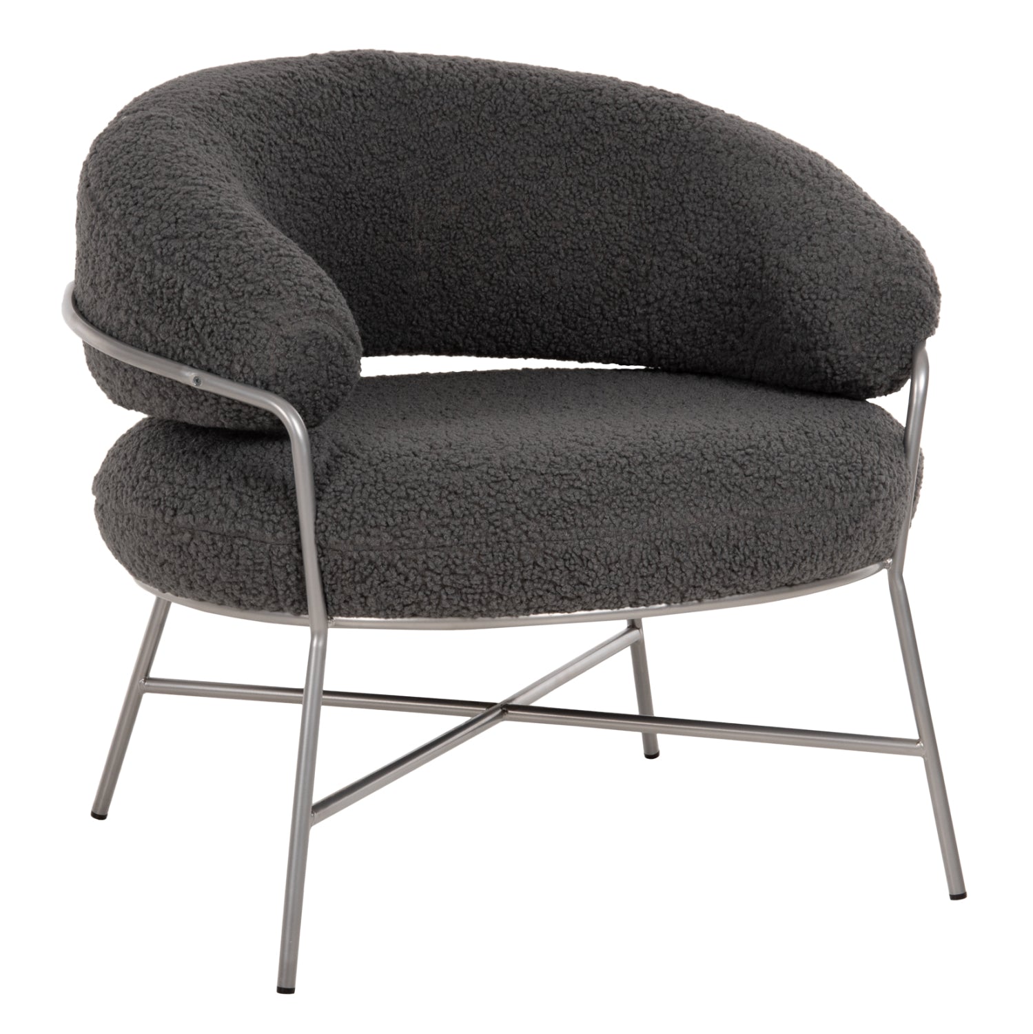 Кресло TRUDI в сиво букле със сребриста метална конструкция 84x79x76см.