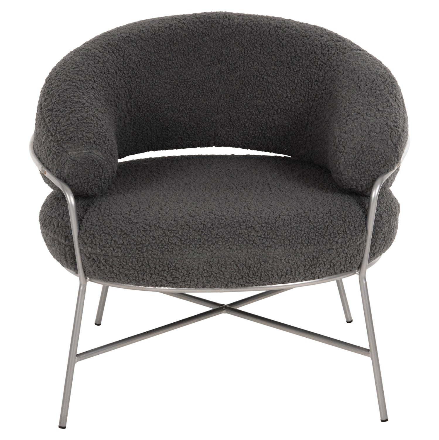 Кресло TRUDI в сиво букле със сребриста метална конструкция 84x79x76см.