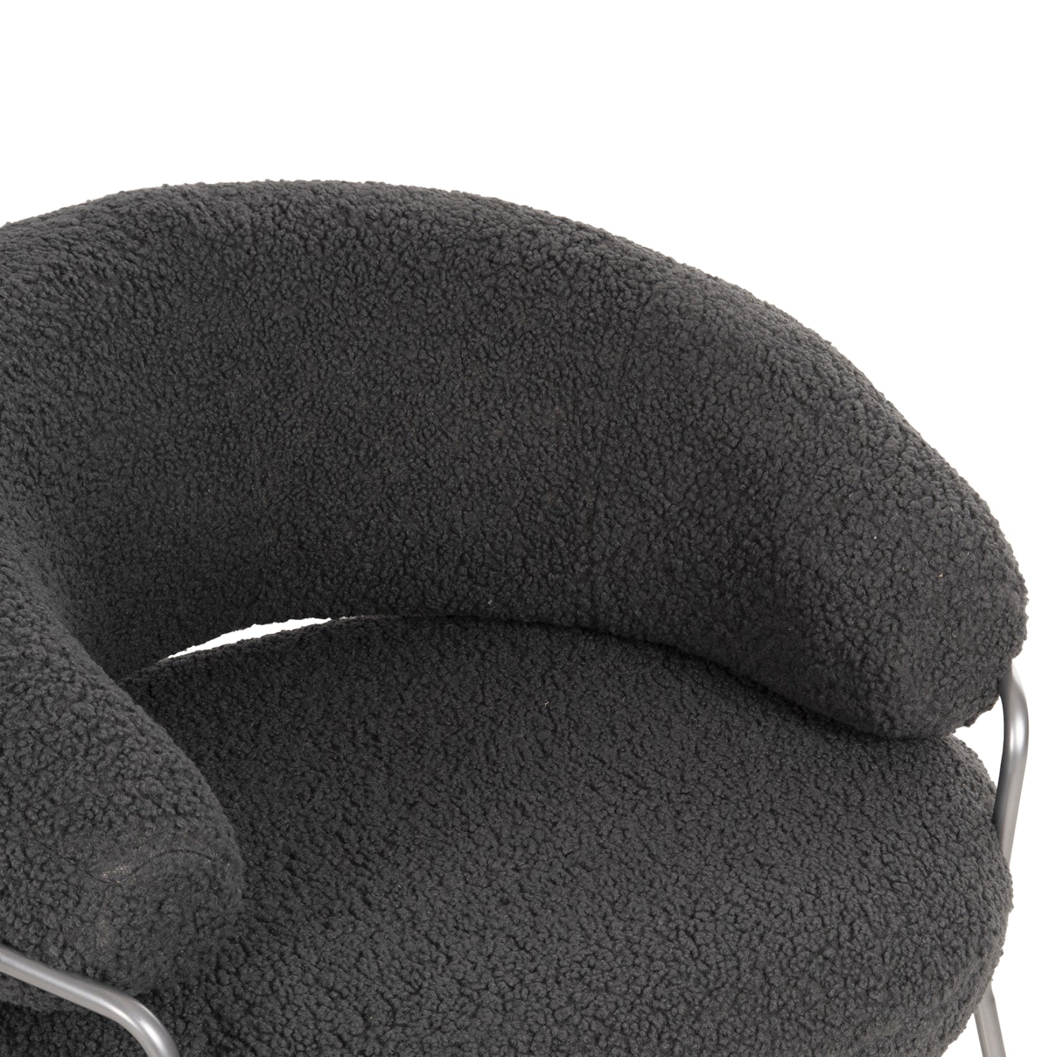 Кресло TRUDI в сиво букле със сребриста метална конструкция 84x79x76см.