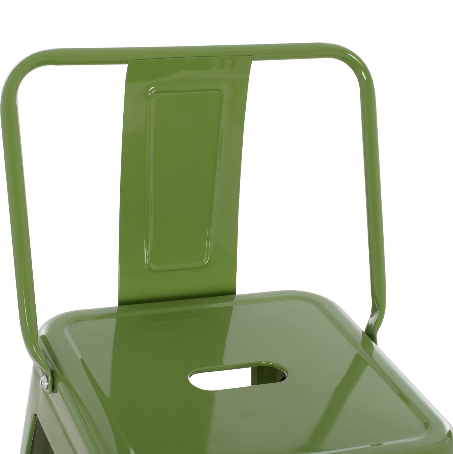 Бар стол с метален гръб Мелита про светло маслинено зелено 42x42x100см