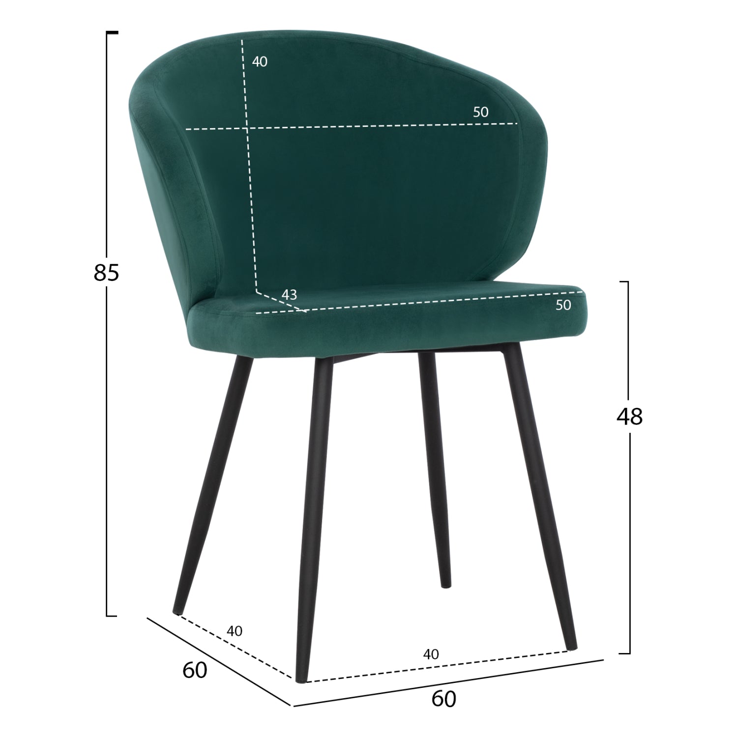 Кресло Джия зелен цвят с черни крака 60x60x85