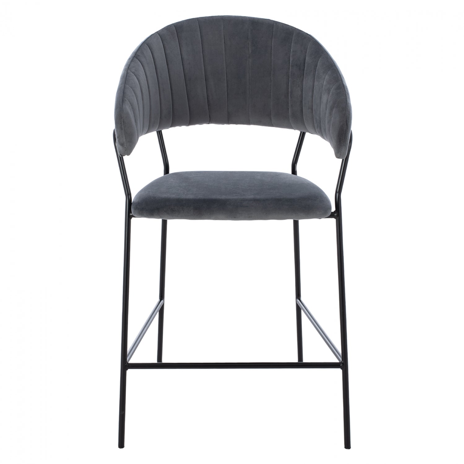 Бар стол Теодор сиво кадифе 60x55x100