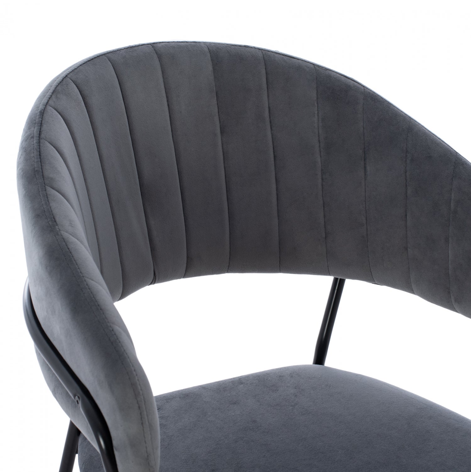 Бар стол Теодор сиво кадифе 60x55x100