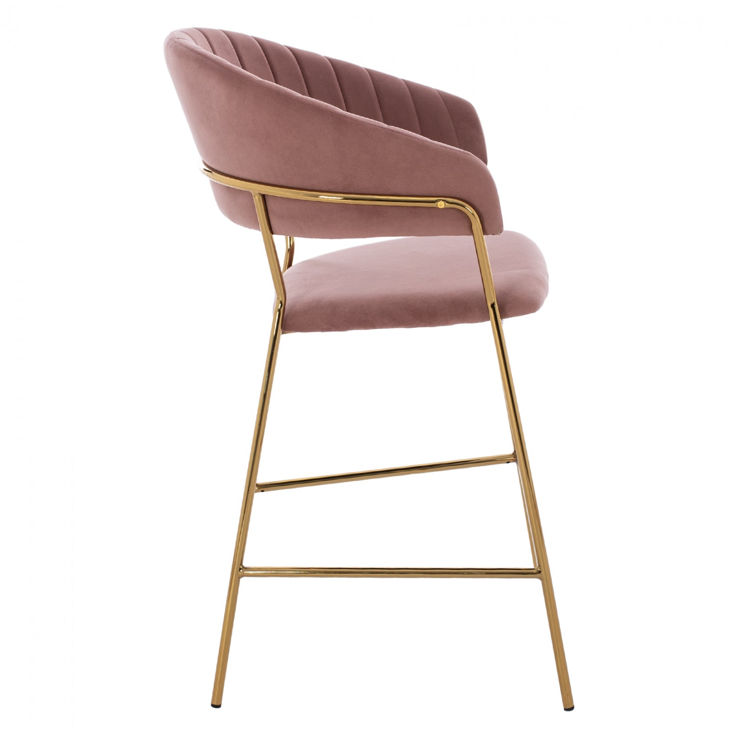 Бар стол Теодор голд розово кадифе 60x55x100