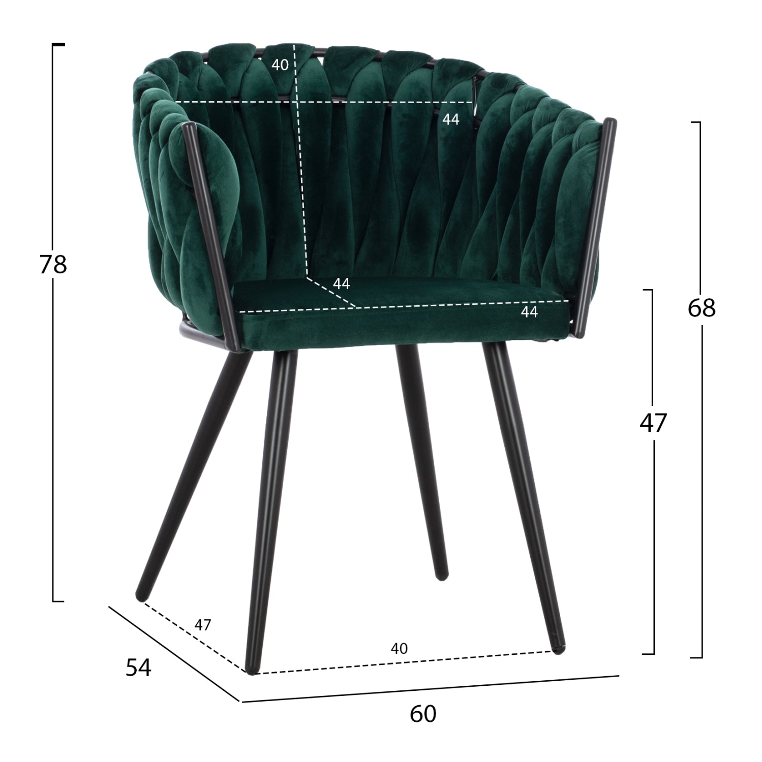 Кресло Луанда зелен цвят 62x54x79см