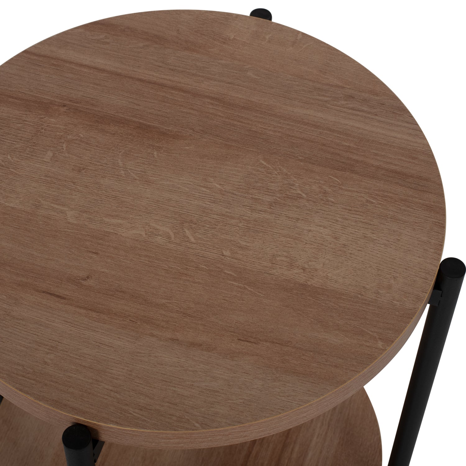 Кръгла странична маса от меламин с 2 нива, метални крака φ40x52cm