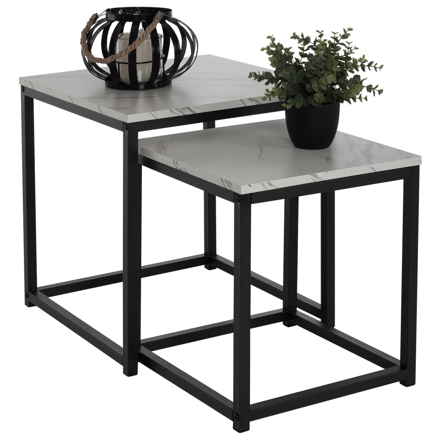 Помощни маси GRELAY цвят черен-бял 45X45X50см. и 37X37X43 см