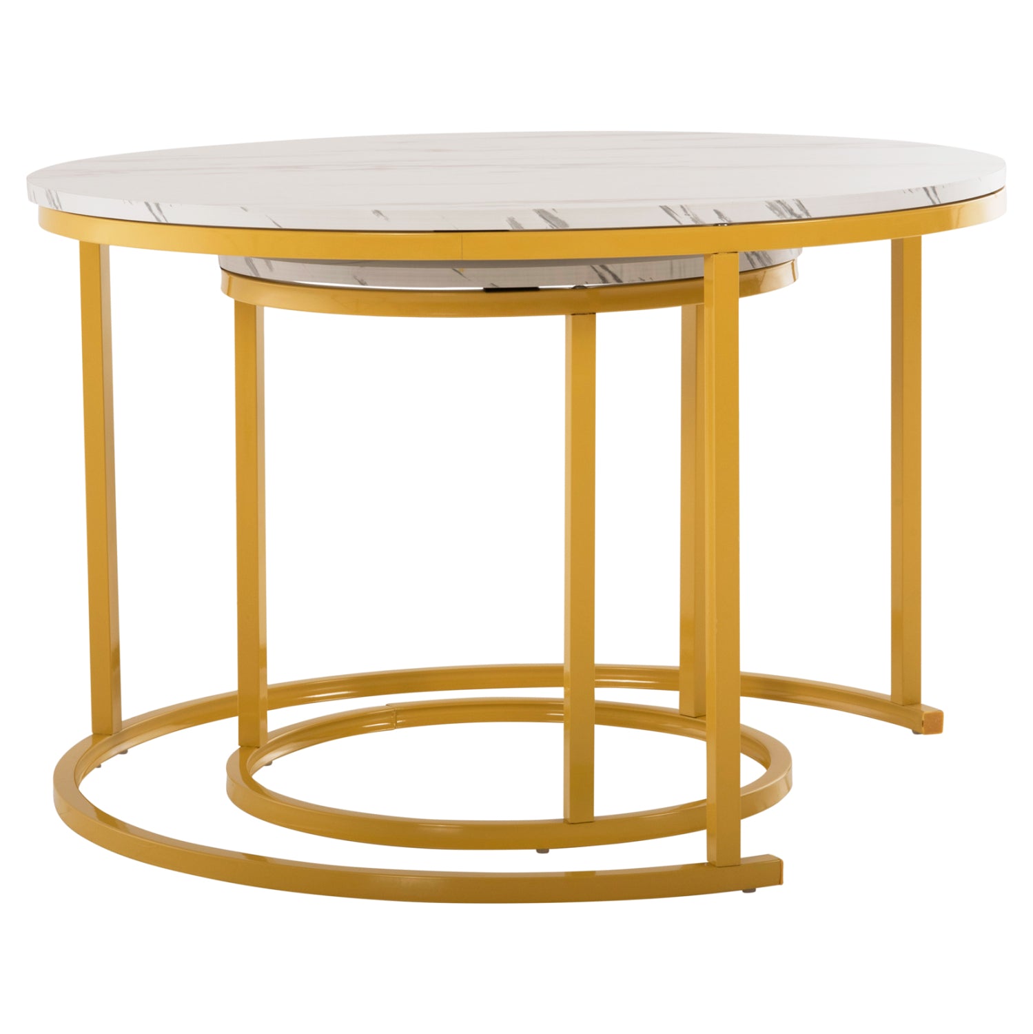 Комплект холни маси 8763 златист-бял цвят Φ80 x Φ48 см