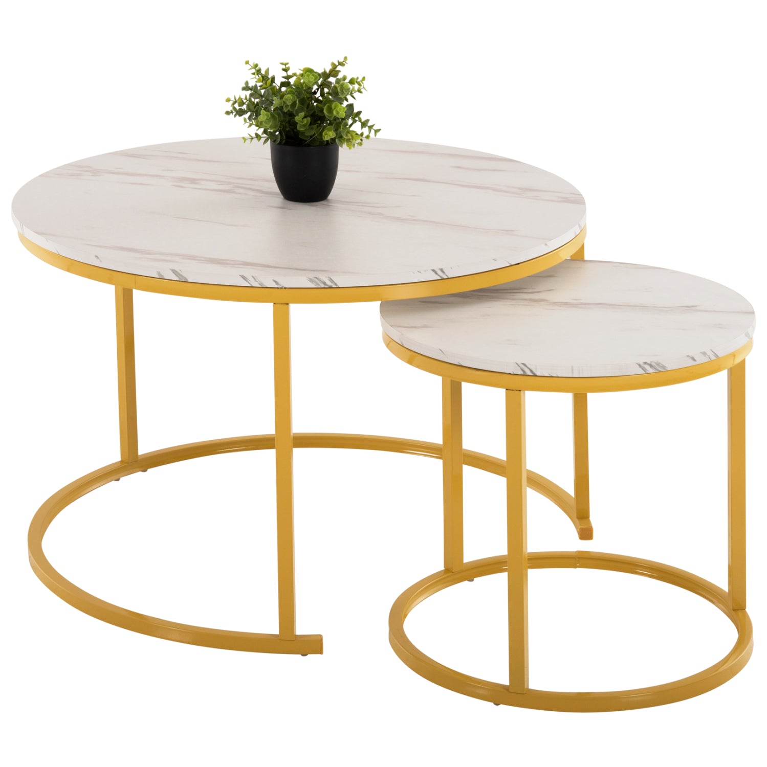 Комплект холни маси 8763 златист-бял цвят Φ80 x Φ48 см