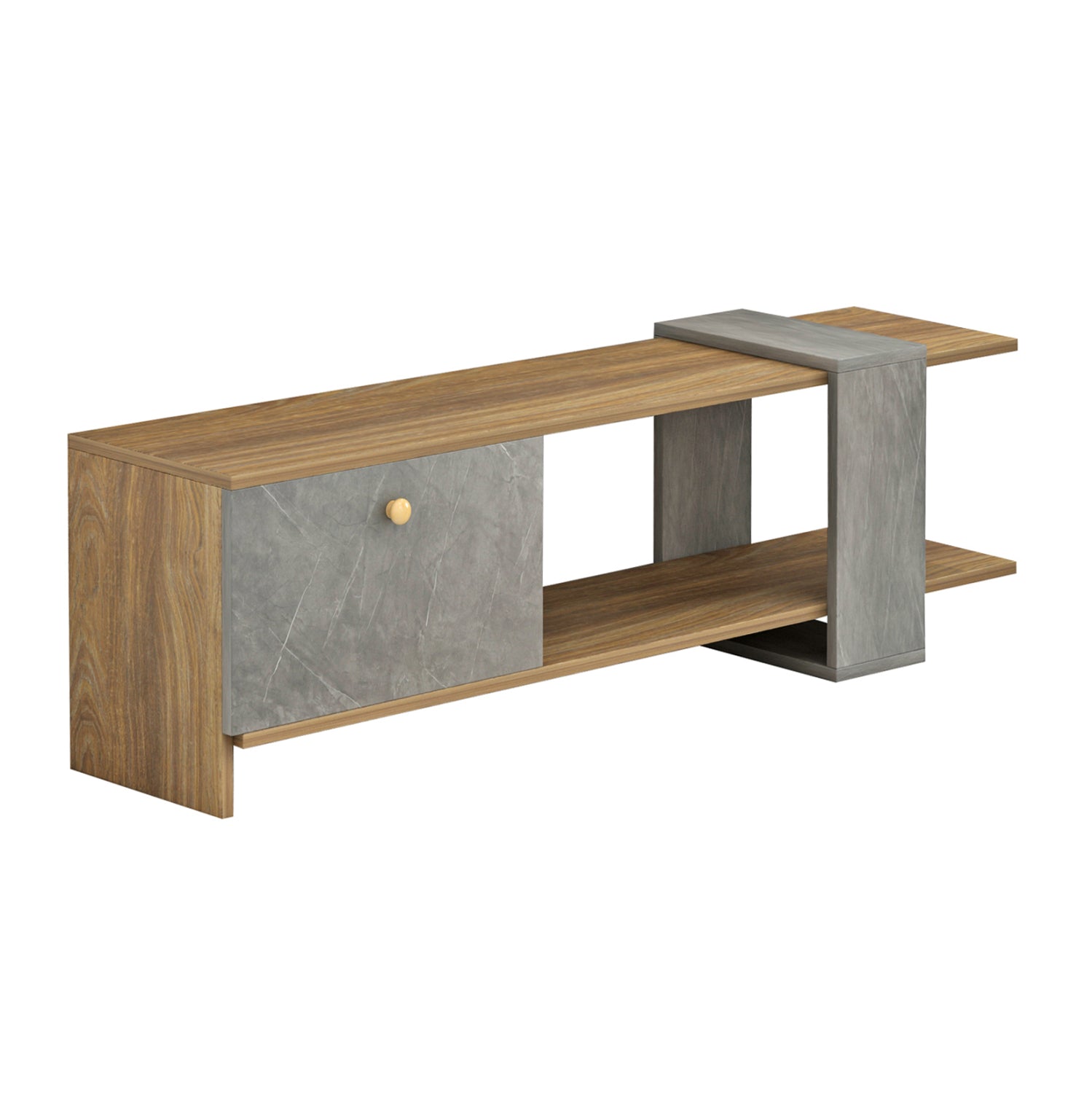 Тв шкаф HENRIETTE цвят сив-натурал 120x28,5x39