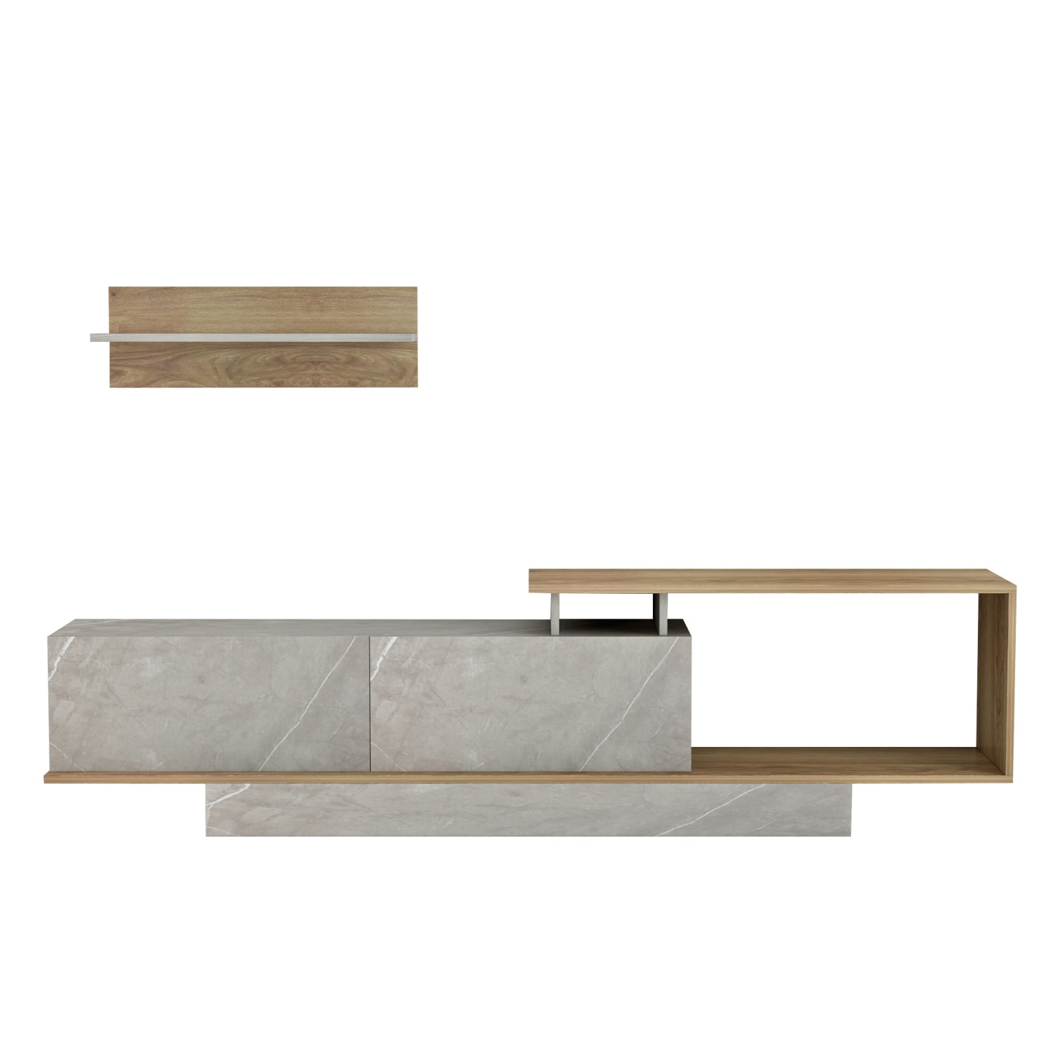 Тв шкаф GARCELLE цвят натурал-сив 180x29,6x45