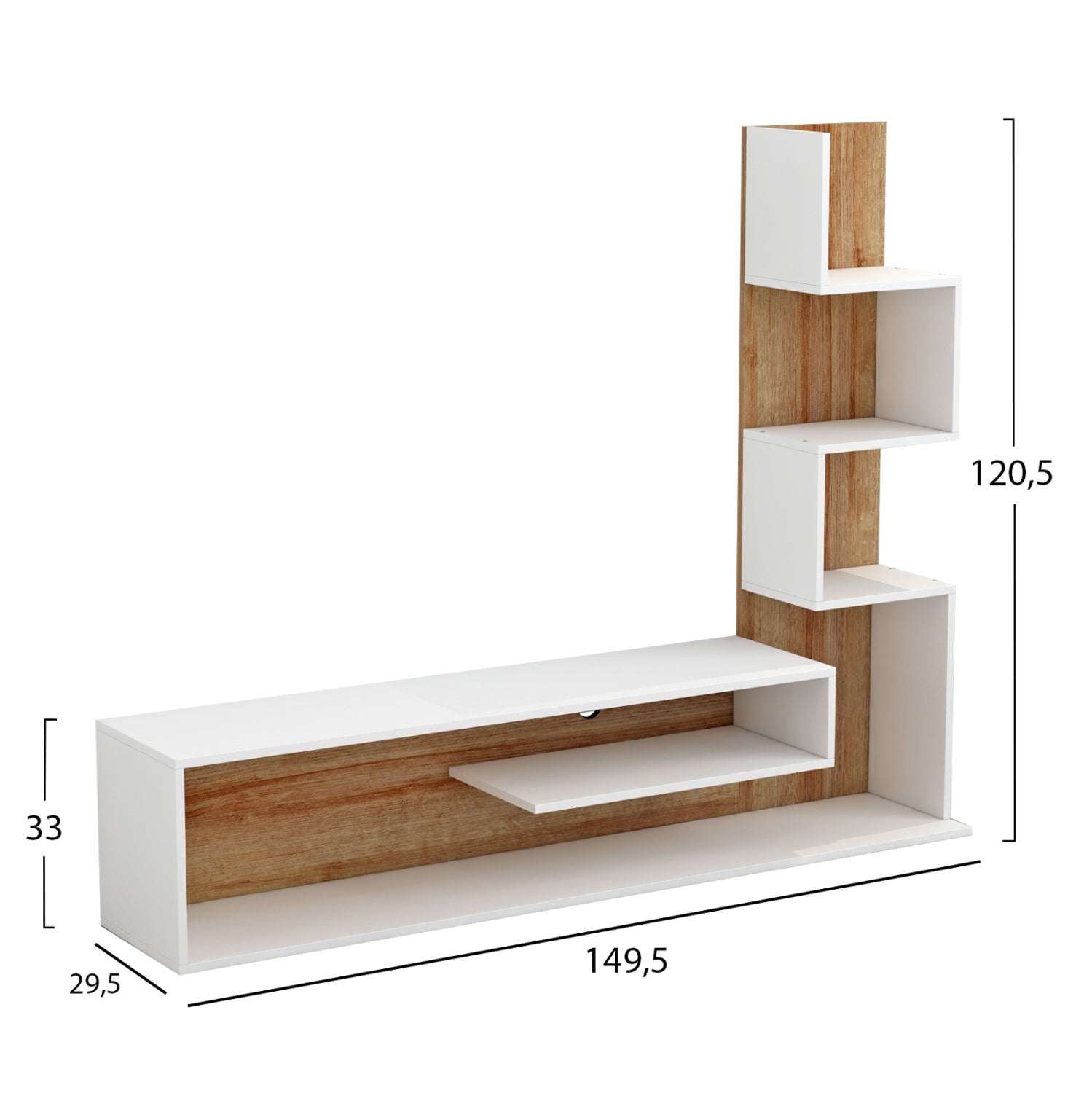 Тв комплект EDELIE цвят натурал-бял 150x29,5x120