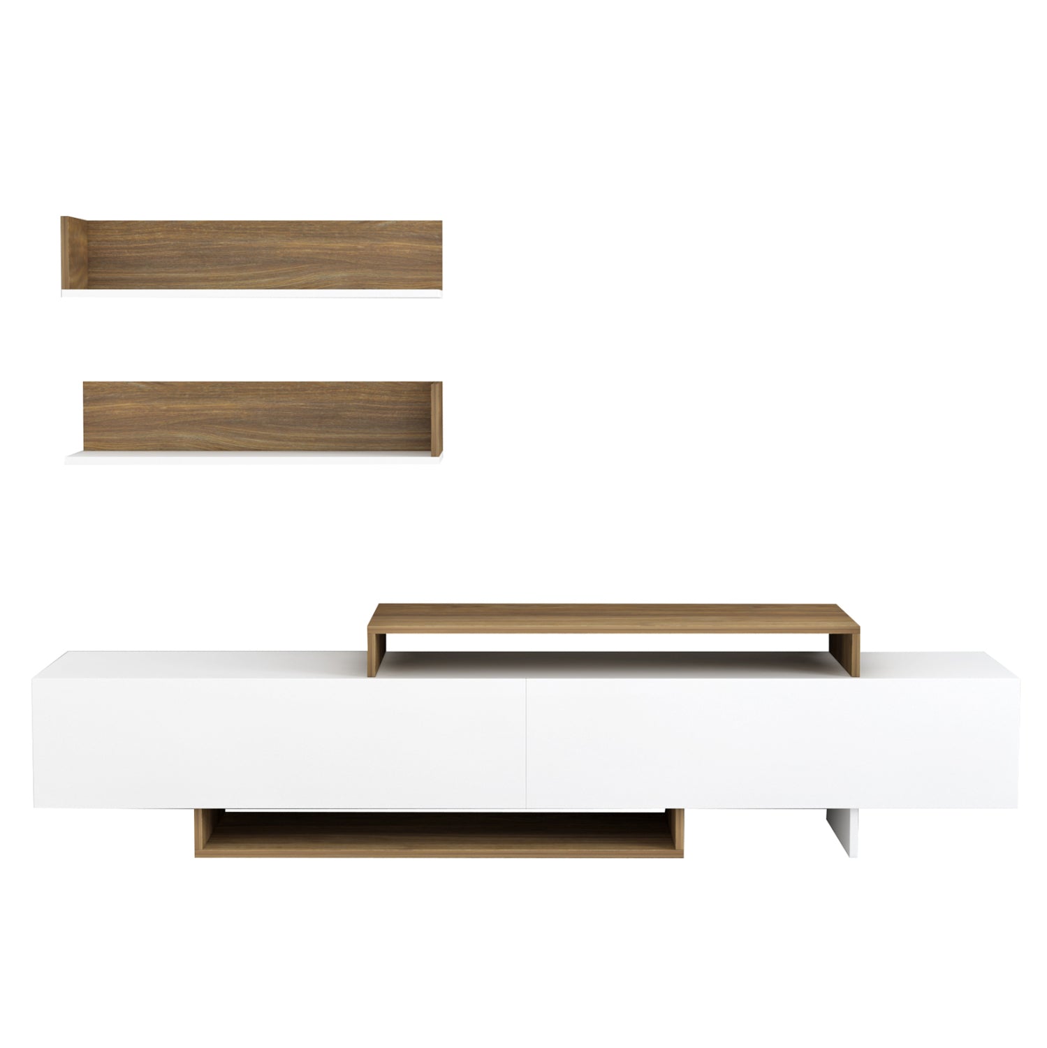 Тв шкаф EDUARDO цвят бял-натурал 180x29,5x45