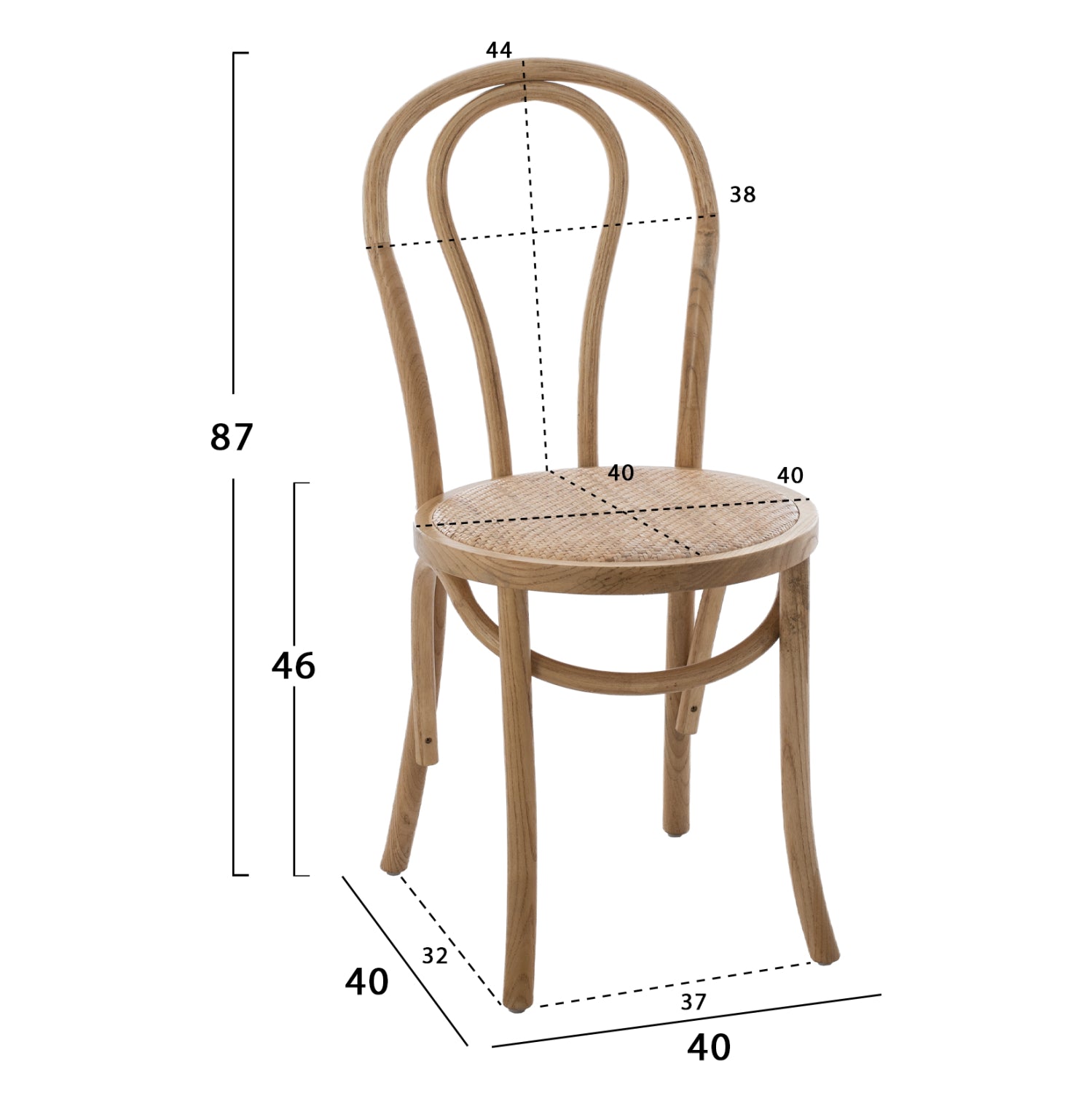 Дървен стол Монреал, виенски тип, изработен от бук в тъмен меден цвят