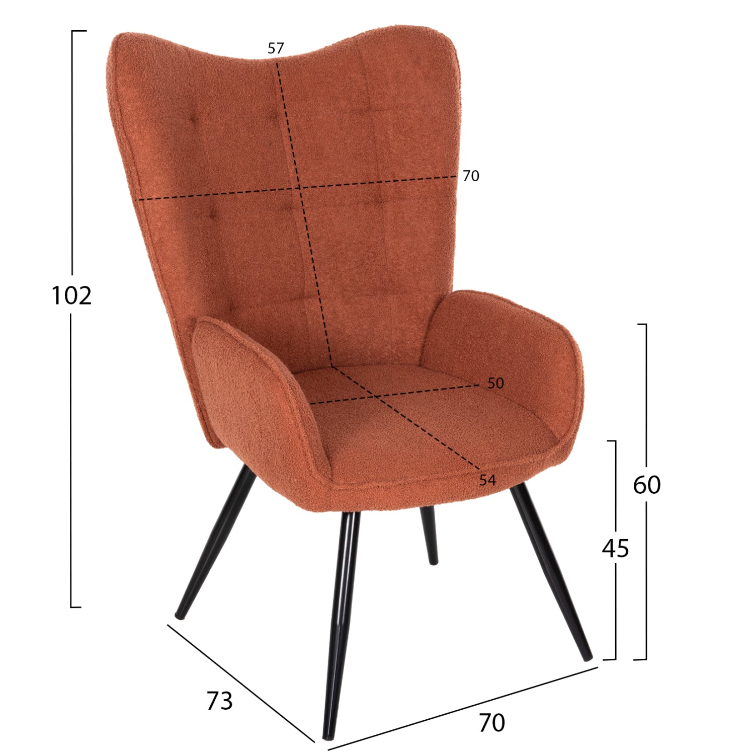 Кресло с табуретка Бергера оранжев цвят