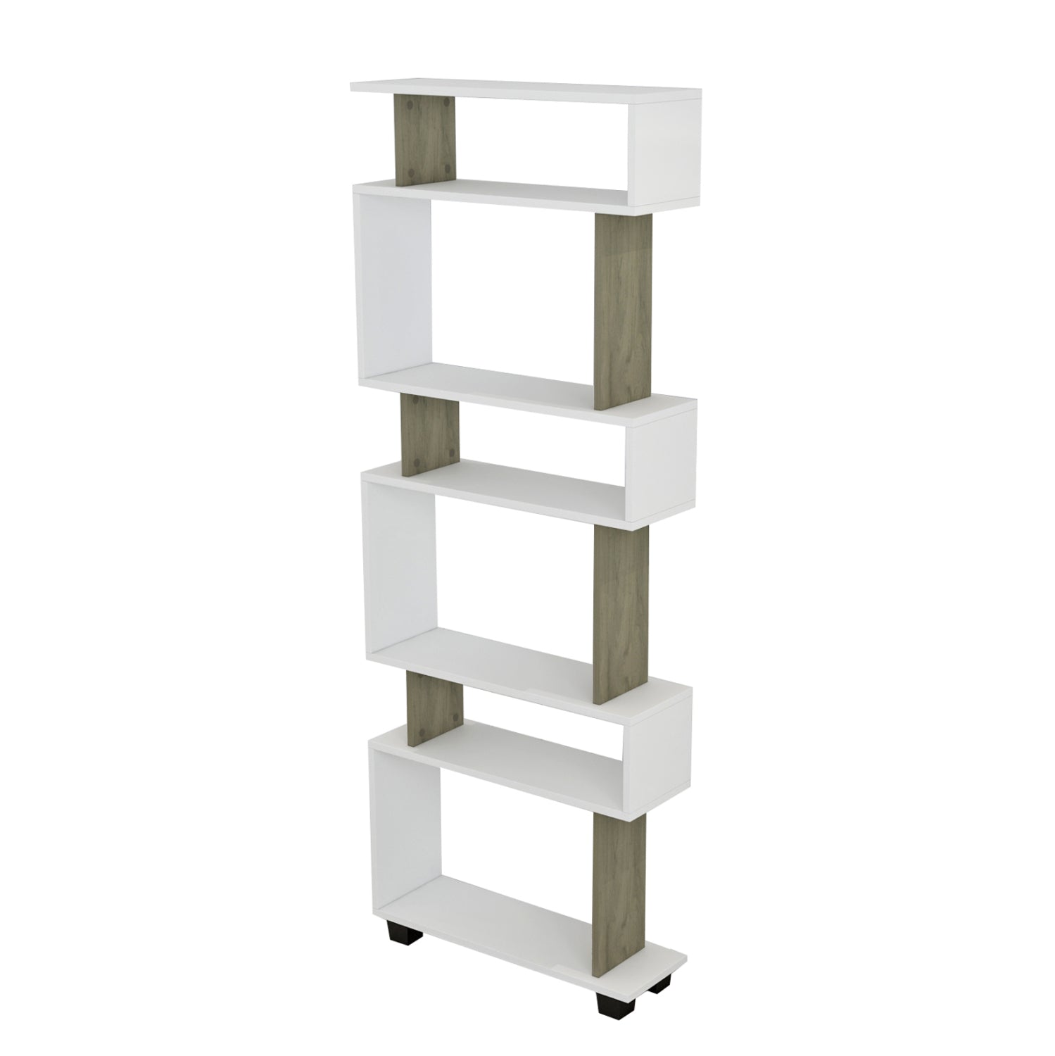 Етажерка OWL цвят бял-орех 60x19.5x165см