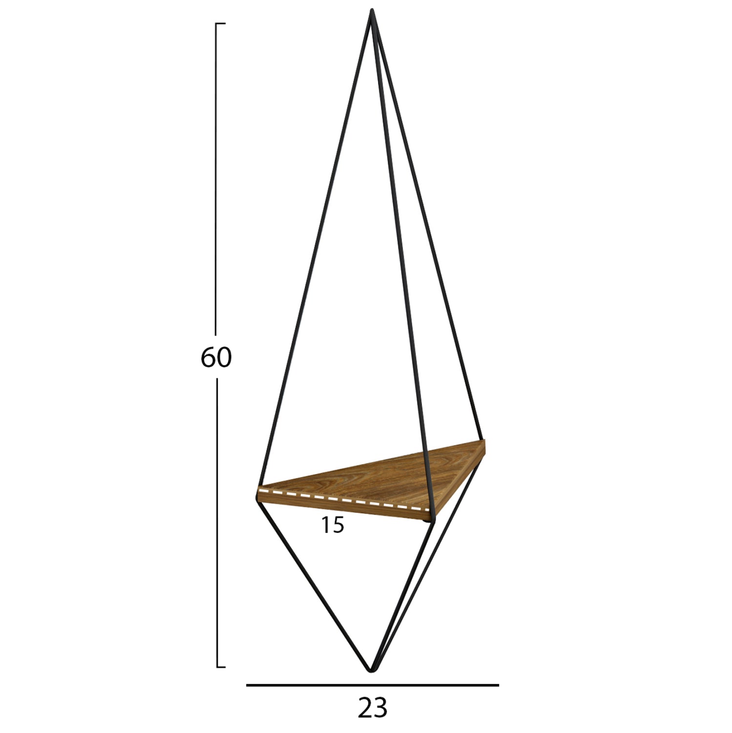 Комплект стенни рафтове, 2 бр., меламин cannard, естествен метал, черен, 23x15x60 см