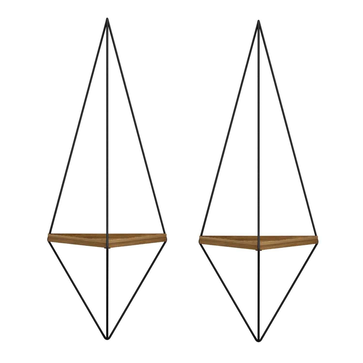 Комплект стенни рафтове, 2 бр., меламин cannard, естествен метал, черен, 23x15x60 см