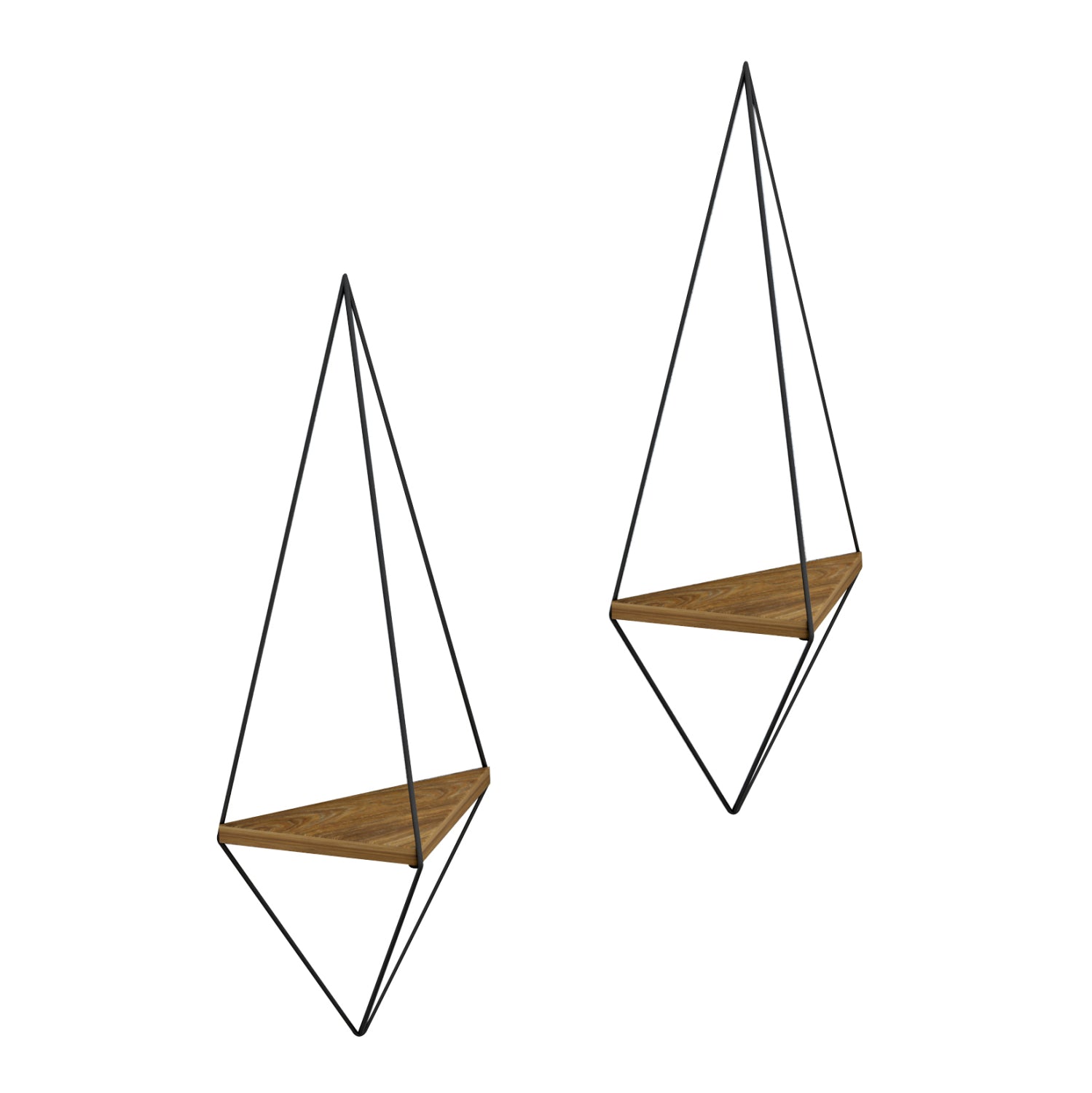 Комплект стенни рафтове, 2 бр., меламин cannard, естествен метал, черен, 23x15x60 см