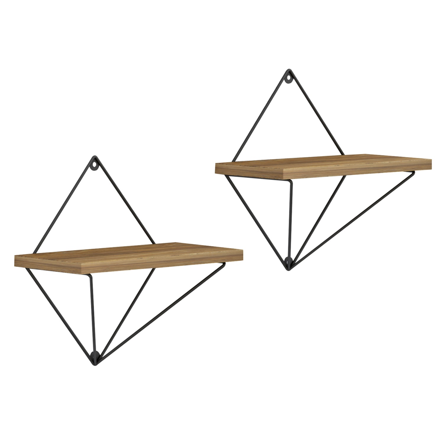 Комплект стенни рафтове 2 бр естествен-черен цвят 30x14x30см