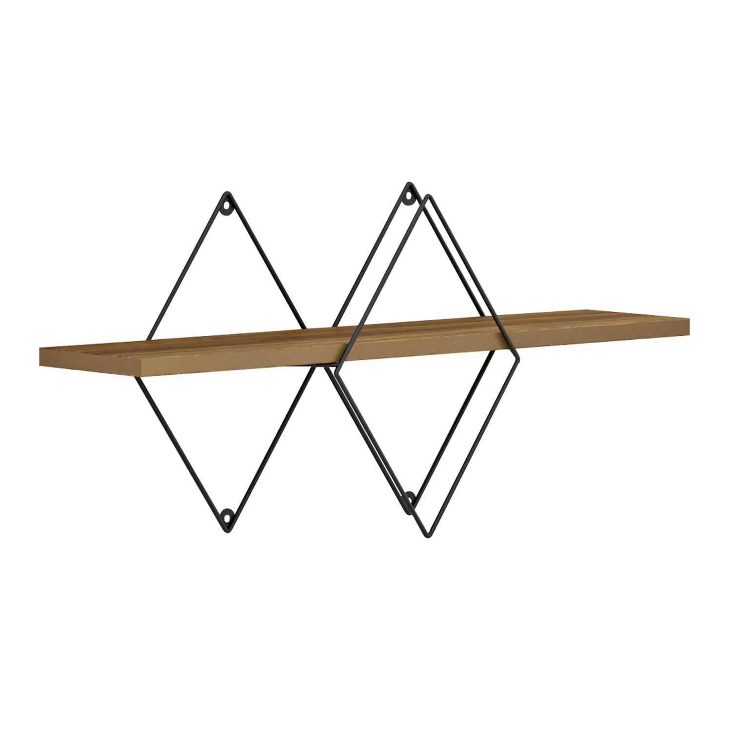 Стенен рафт chantria от меламин в цвят дъб - черен метал 60x14x36см