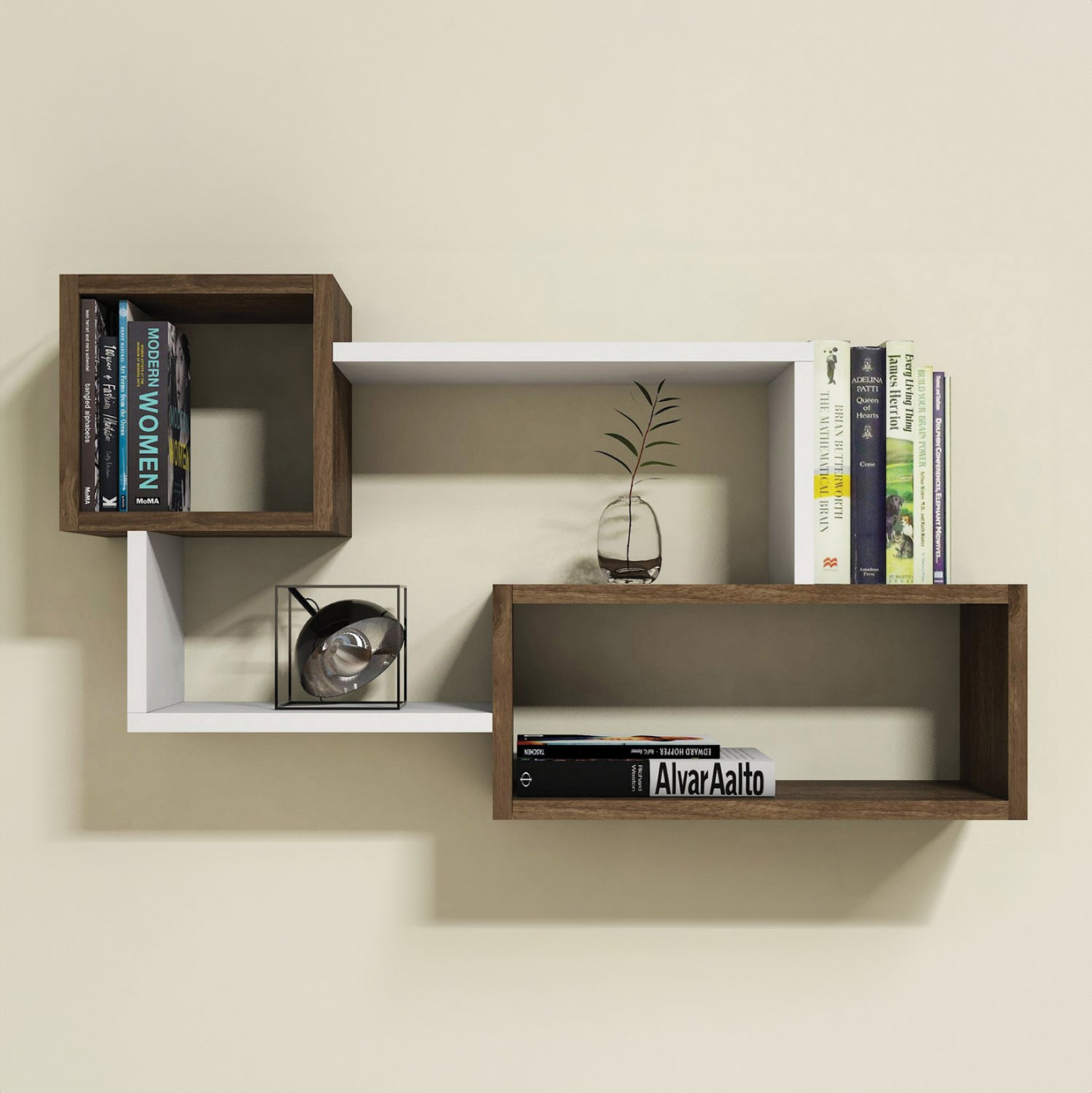 Етажерка TANNER цвят бял-натурал 90.5x20x51см