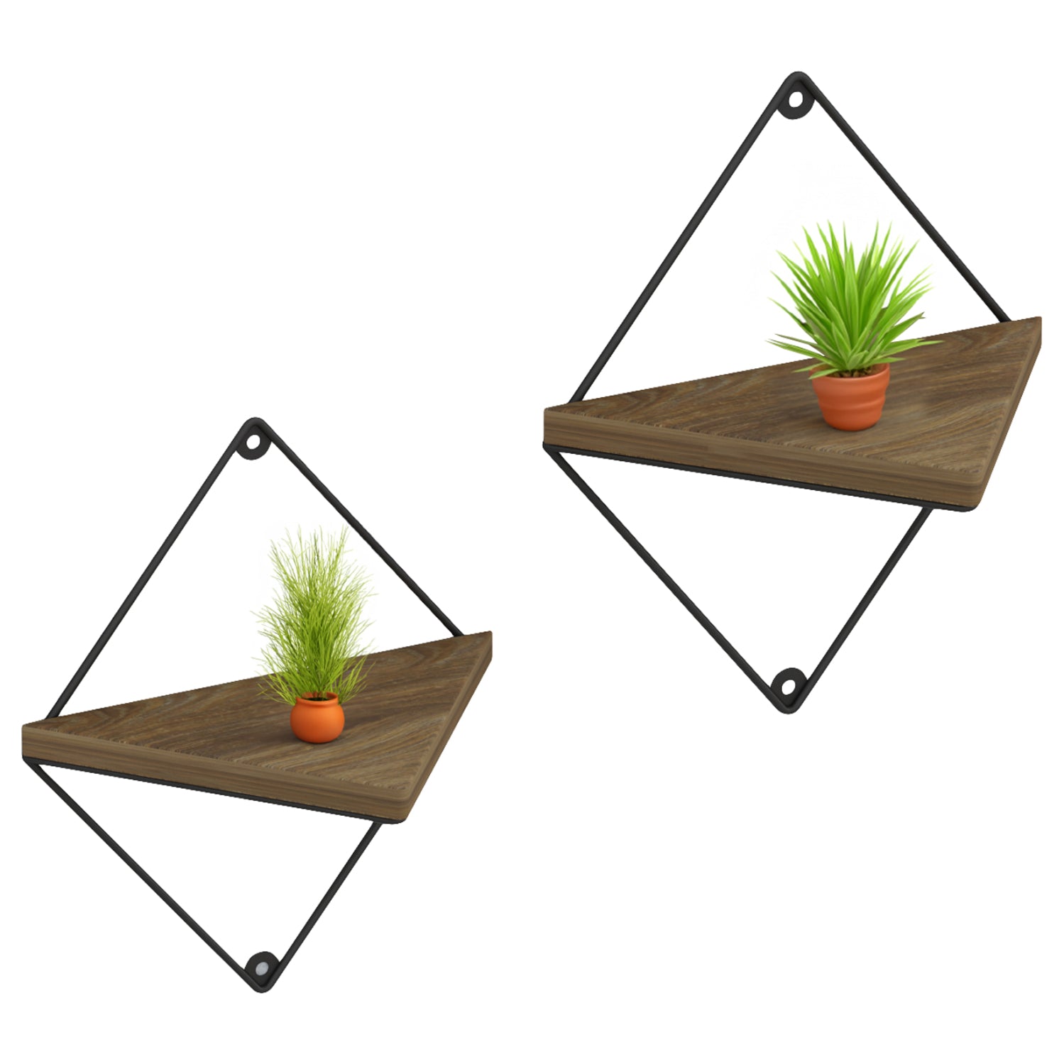 Комплект стенни рафтове everleigh, черен метал - натурален меламин, 22x13x30 см