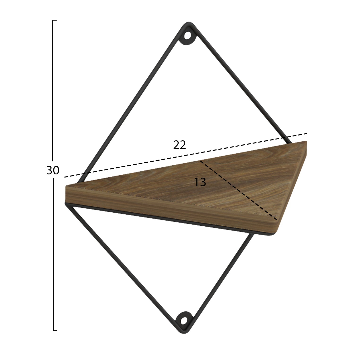 Комплект стенни рафтове everleigh, черен метал - натурален меламин, 22x13x30 см