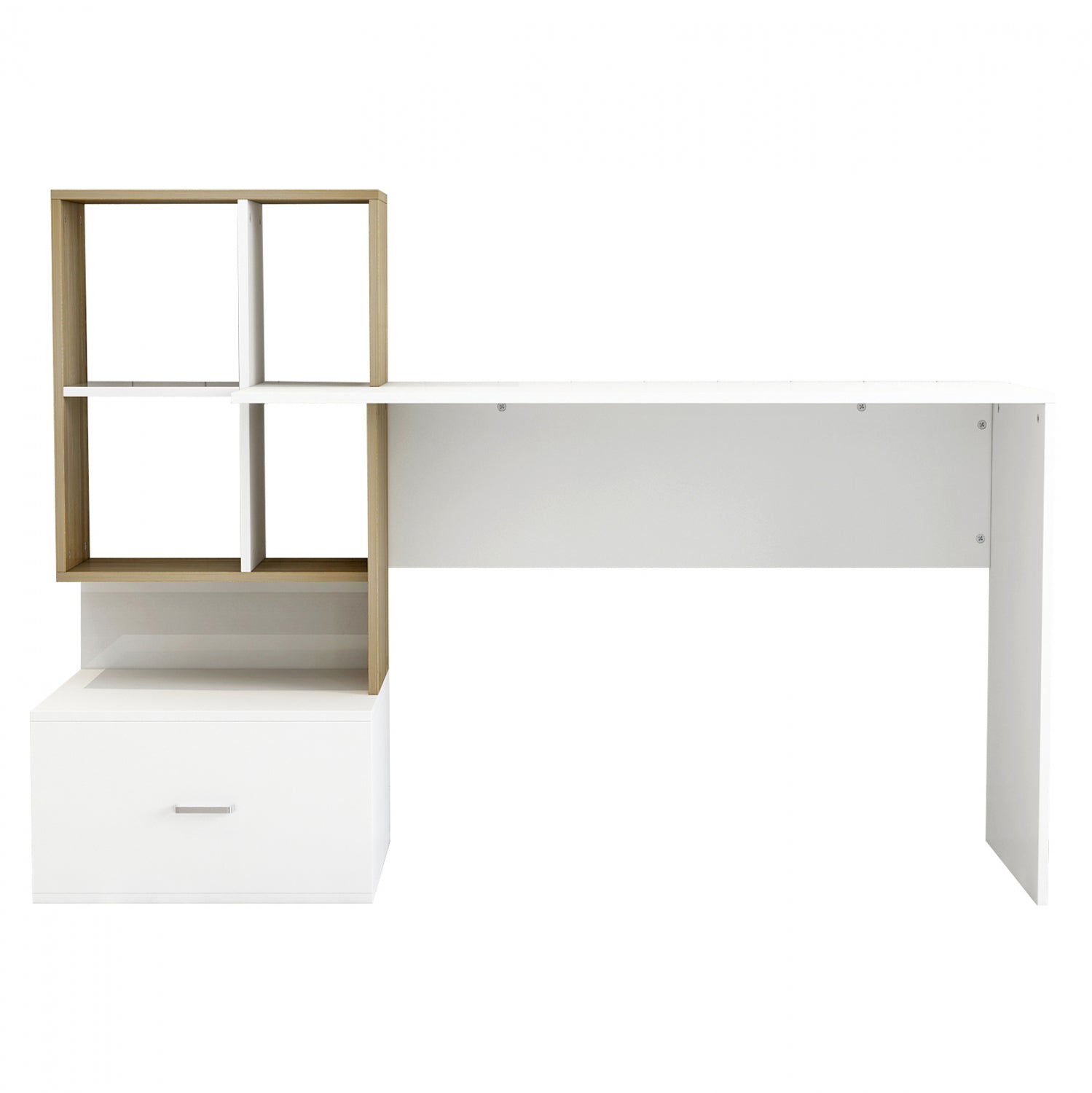 Офис бюро с библиотека SYNDYA цвят сонома-бял 149x48x105см