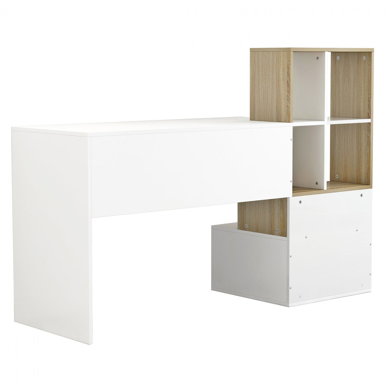 Офис бюро с библиотека SYNDYA цвят сонома-бял 149x48x105см