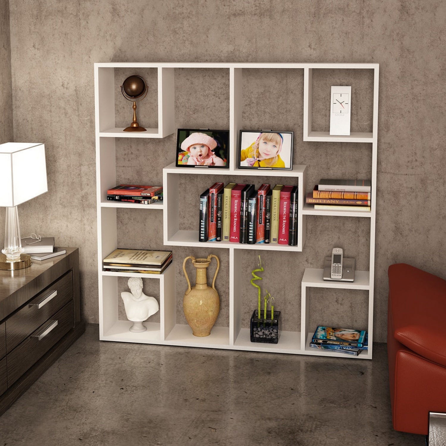 Библиотека YOLANTHE бял цвят 120x22x123.6см