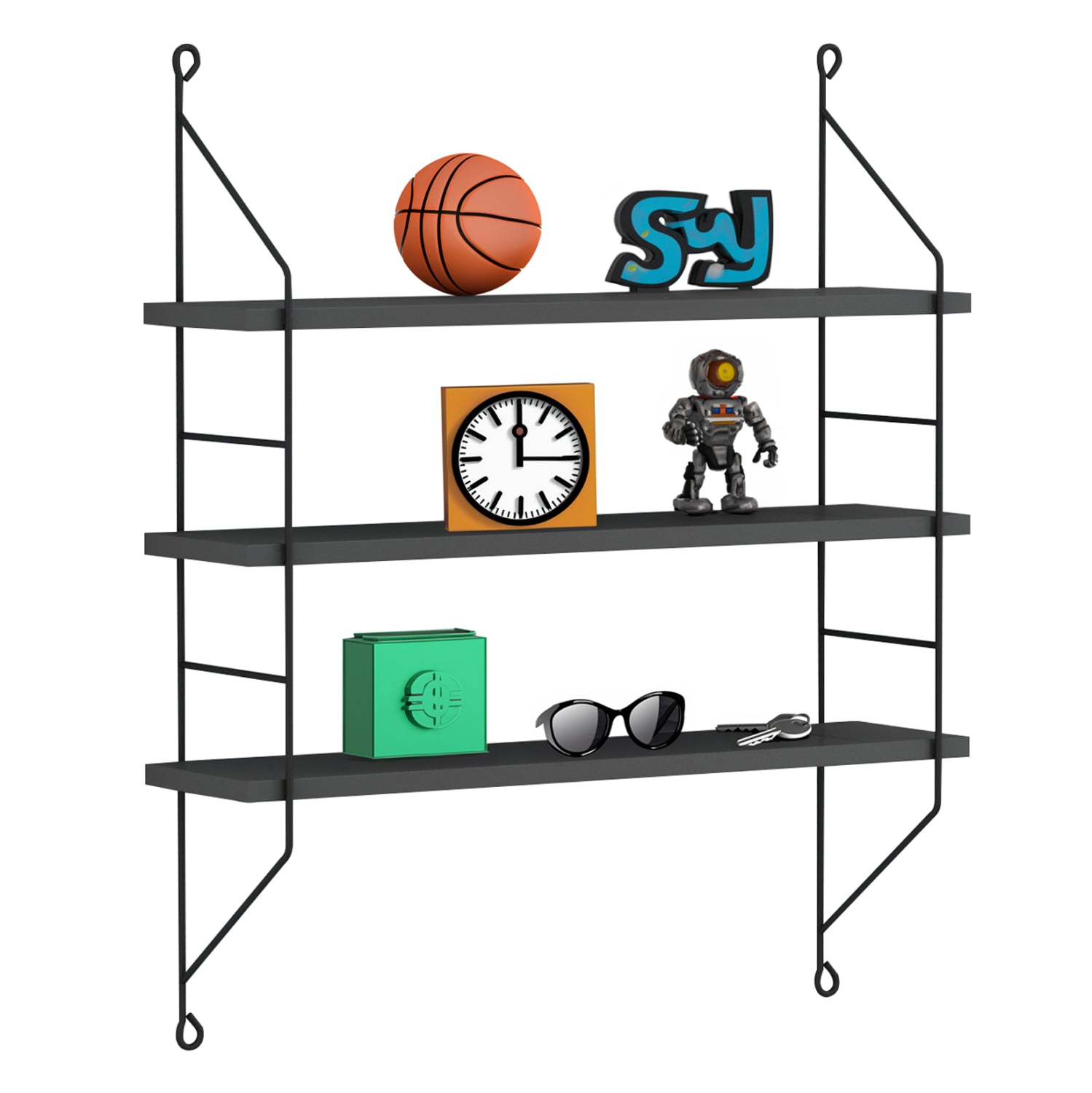 Стенен рафт ACHALA меламин сив 60x15x68см