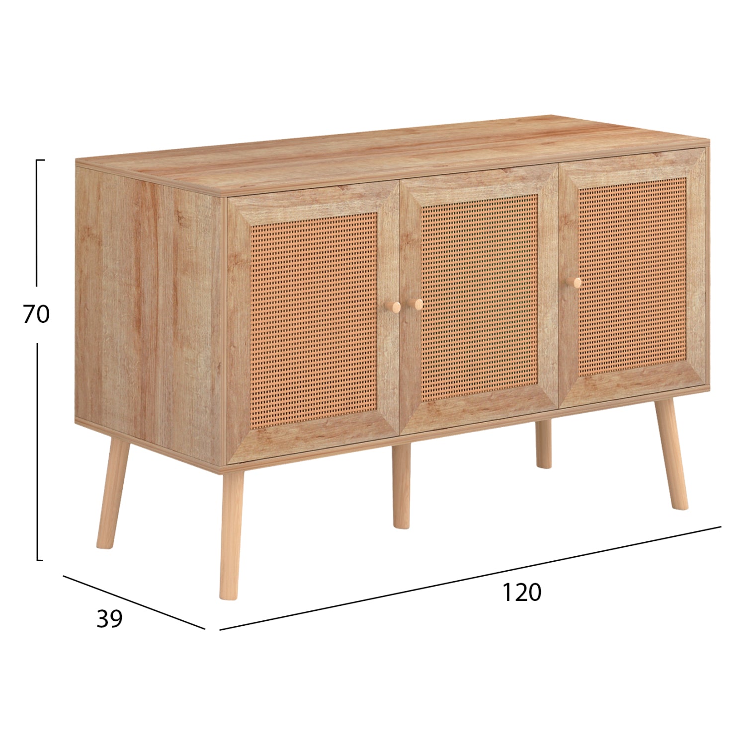 Бюфет COLM- цвят натурал 120χ39χ70см