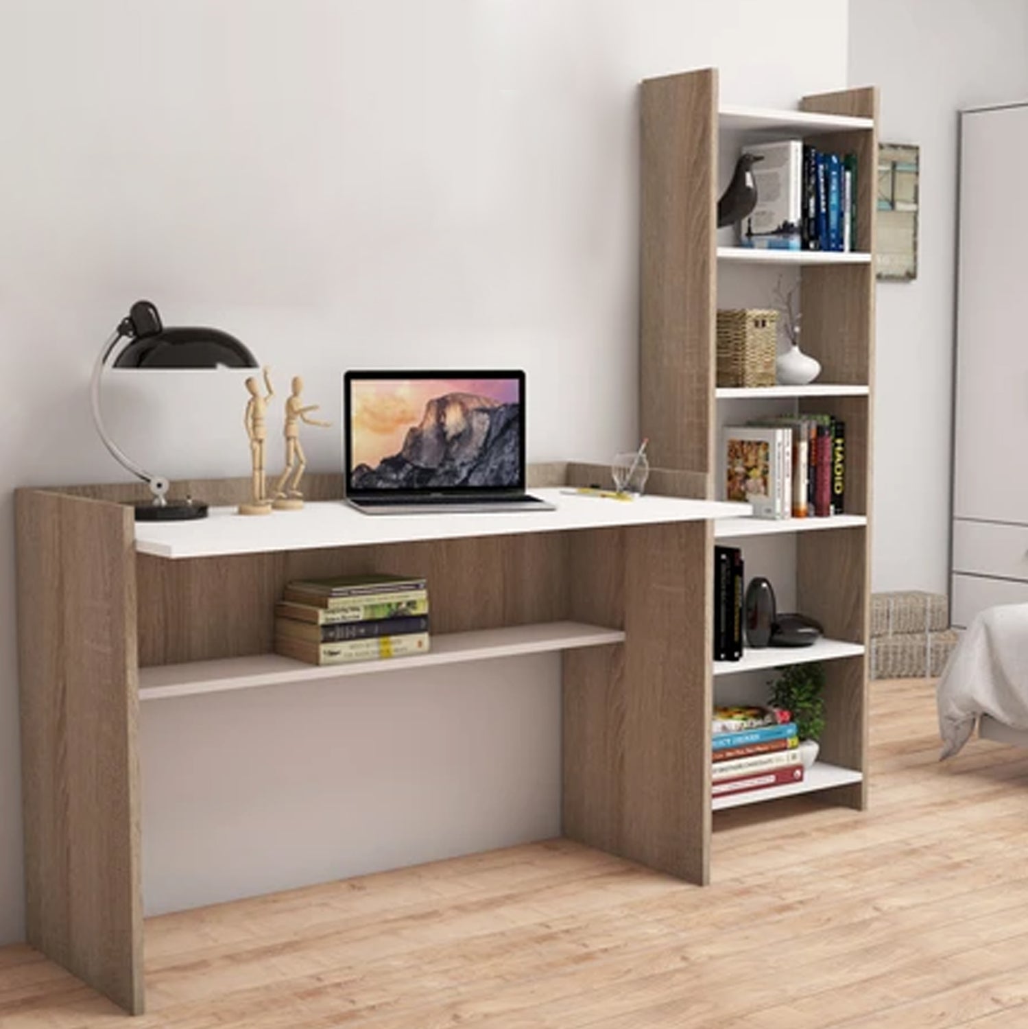 Офис бюро+библиотека КГ11774.12 сонома-бял цвят