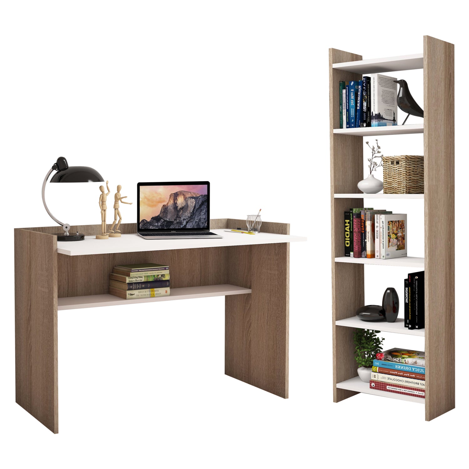 Офис бюро+библиотека КГ11774.12 сонома-бял цвят