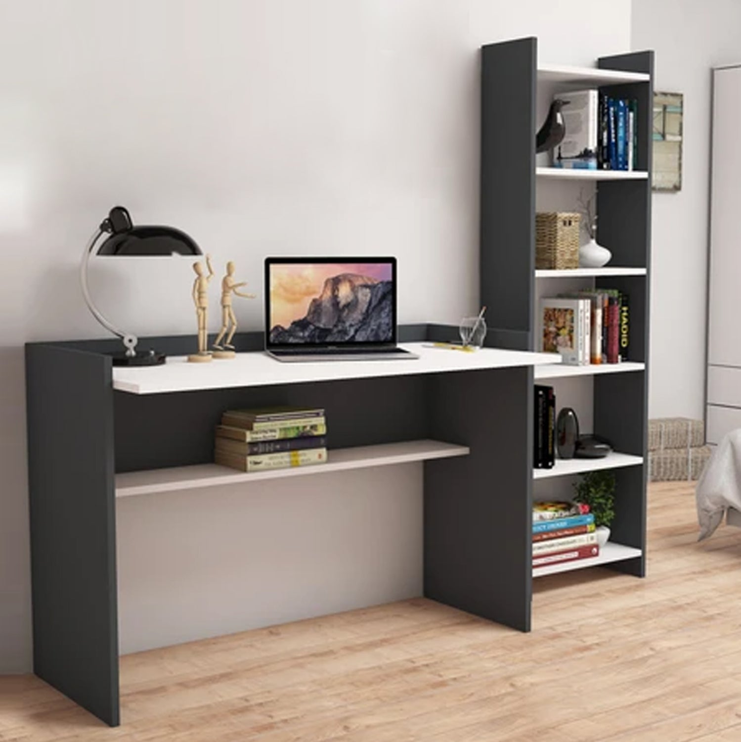 Офис комплект 2 части КГ11774.13 меламин сиво-бял