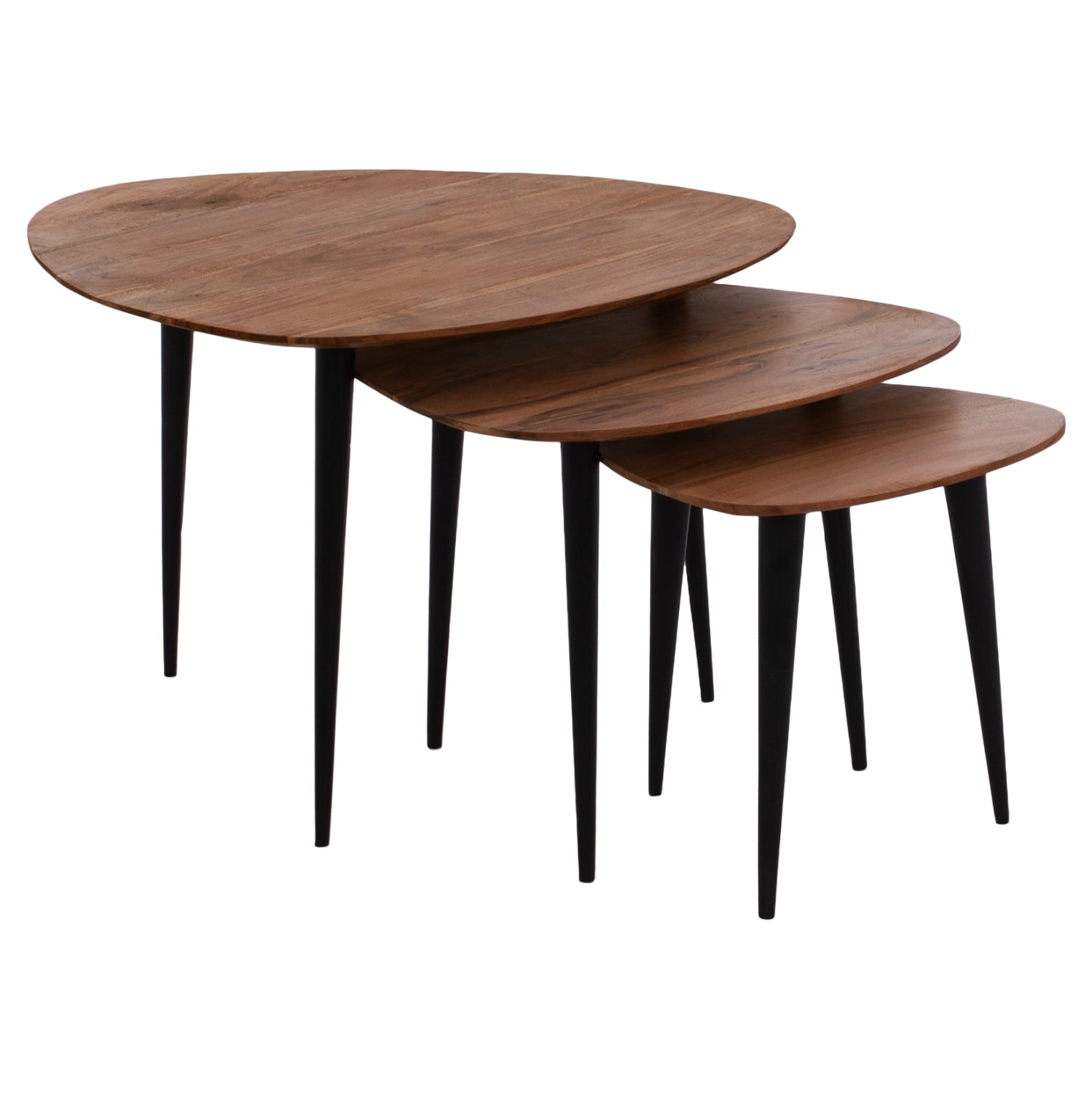 Комплект маси EMILIANO масивна акация с черни крака 69.5x67x46