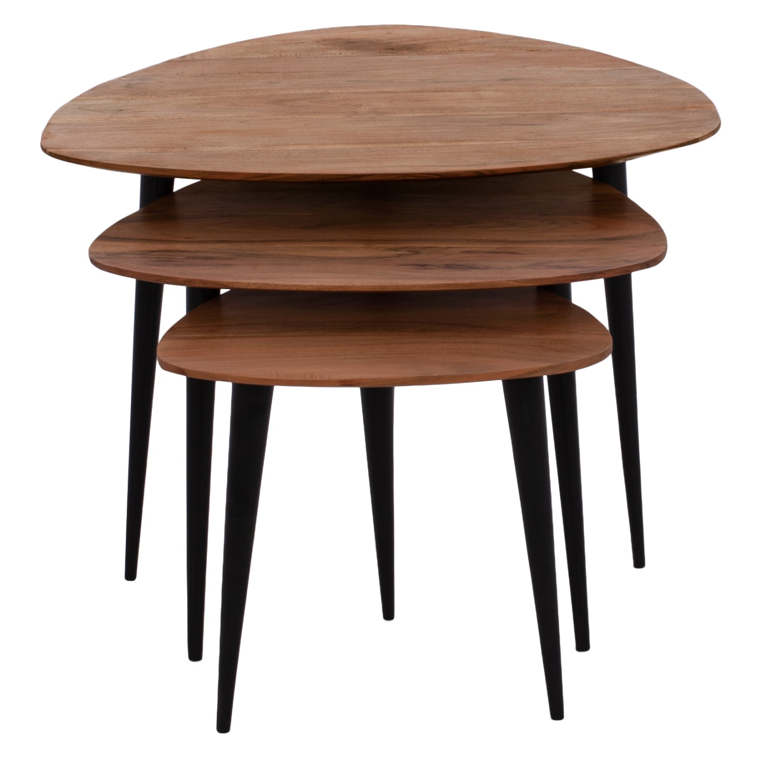 Комплект маси EMILIANO масивна акация с черни крака 69.5x67x46