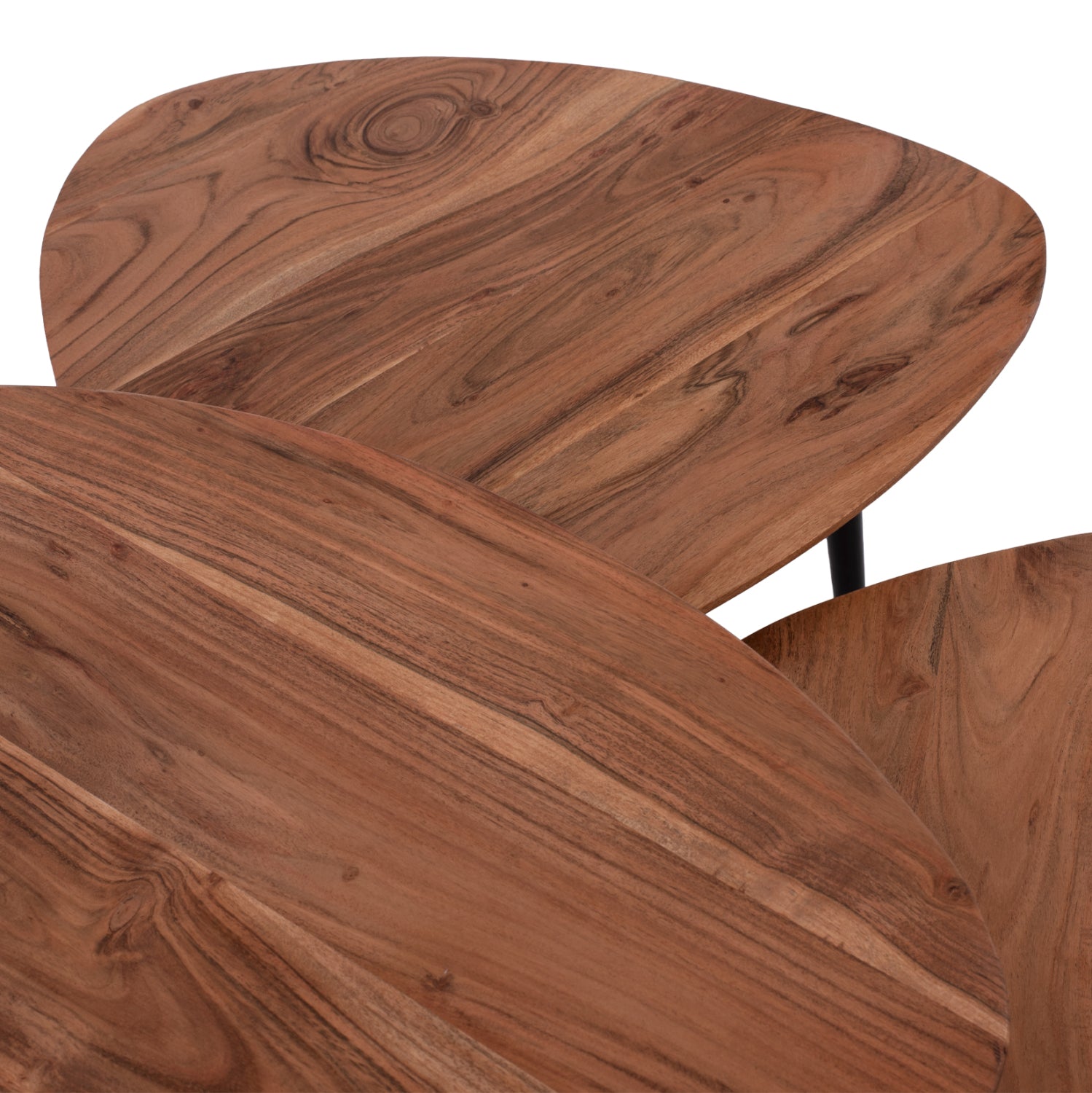 Комплект маси EMILIANO масивна акация с черни крака 69.5x67x46